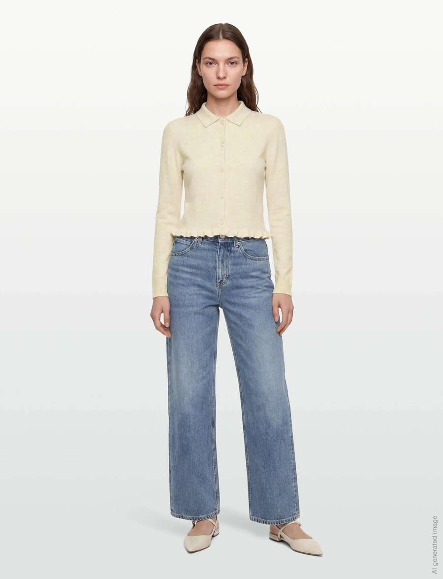 ROTATE - Knitted polo cardigan - kaschmir - oxford tan - 0