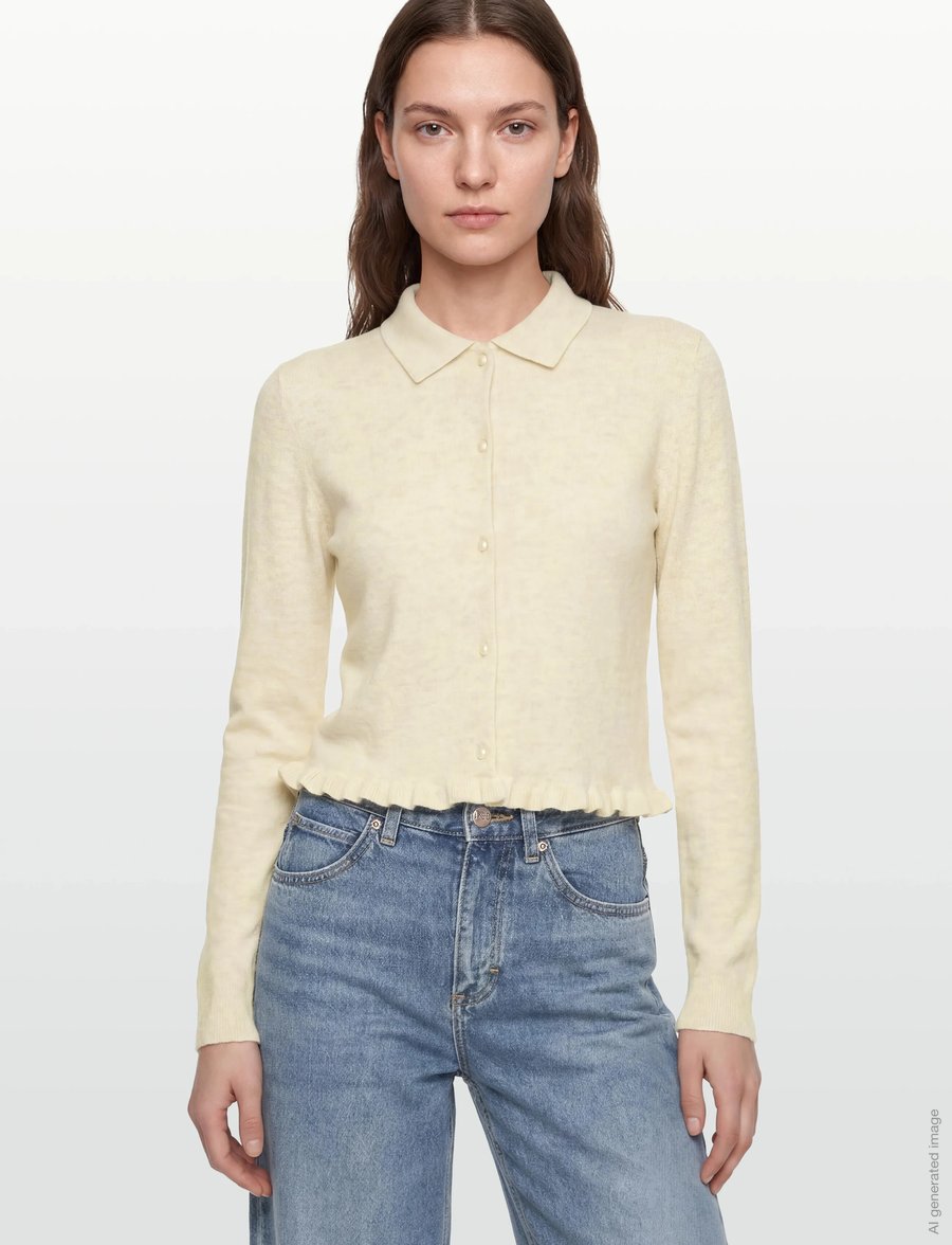 ROTATE - Knitted polo cardigan - kaschmir - oxford tan - 3