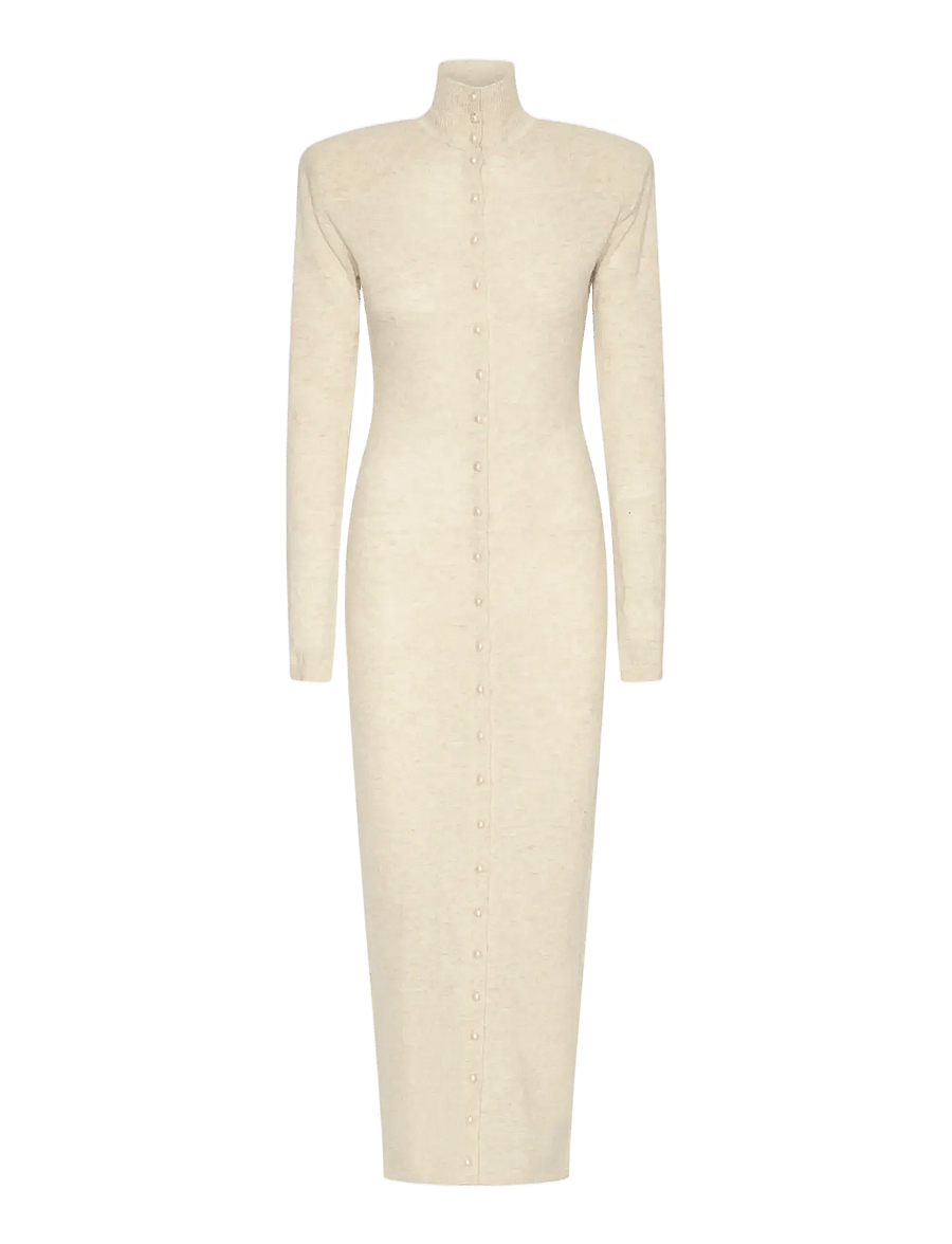 ROTATE - KNITTED POLO DRESS - cachemire - oxford tan - 1