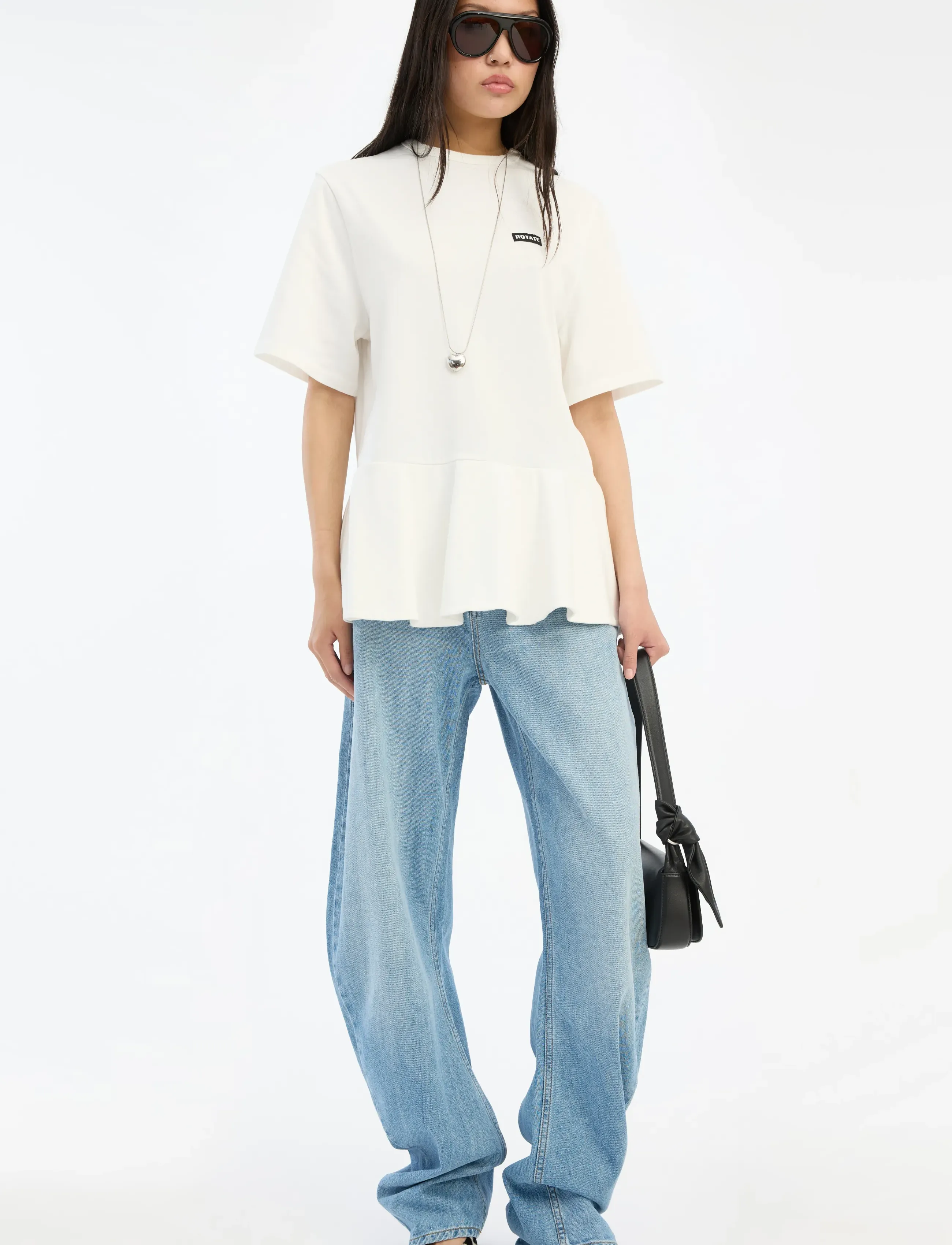 ROTATE - PEPLUM T-SHIRT - t-shirts - bright white - 3