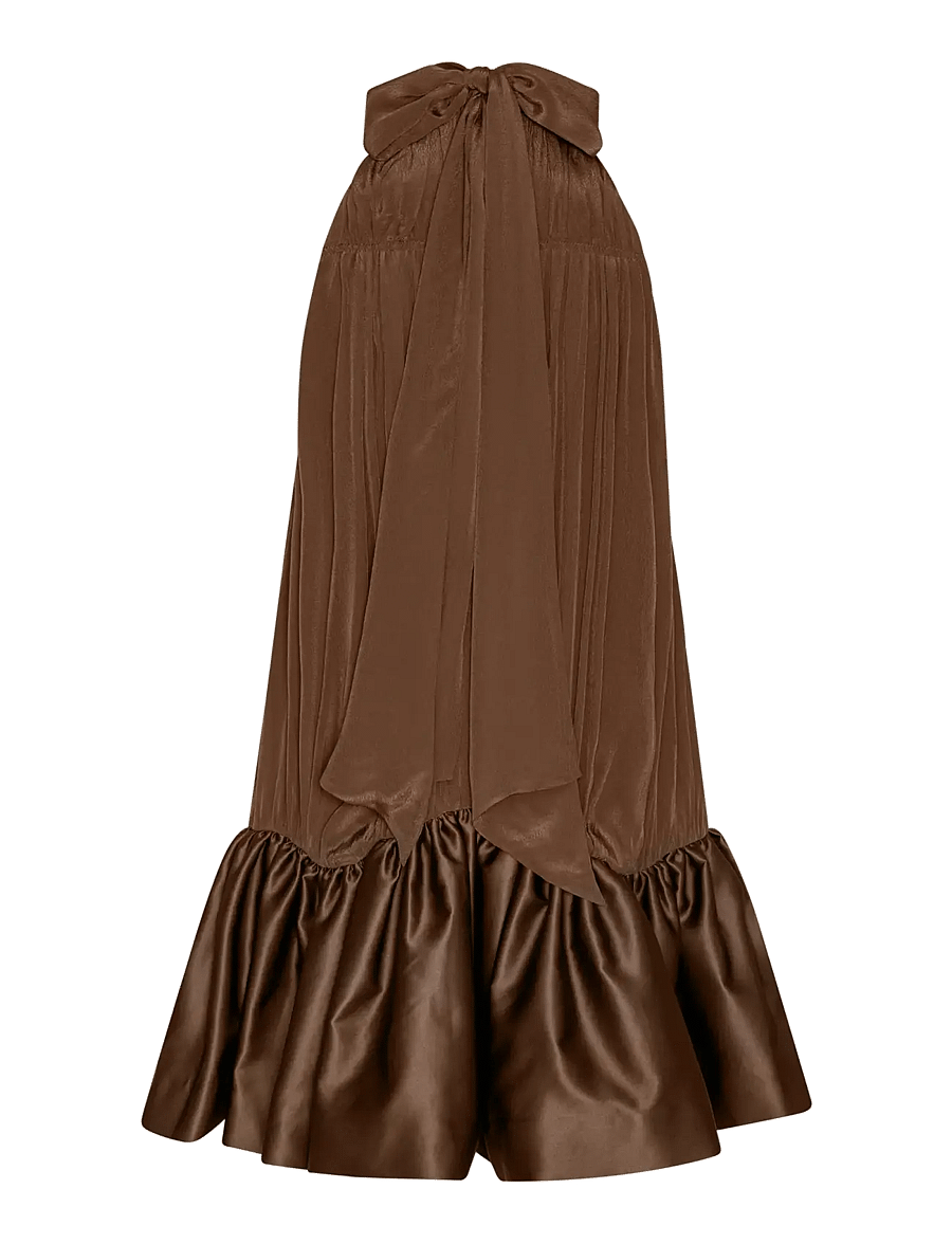 ROTATE - GATHERED MINI DRESS - midiklänningar - potting soil - 2