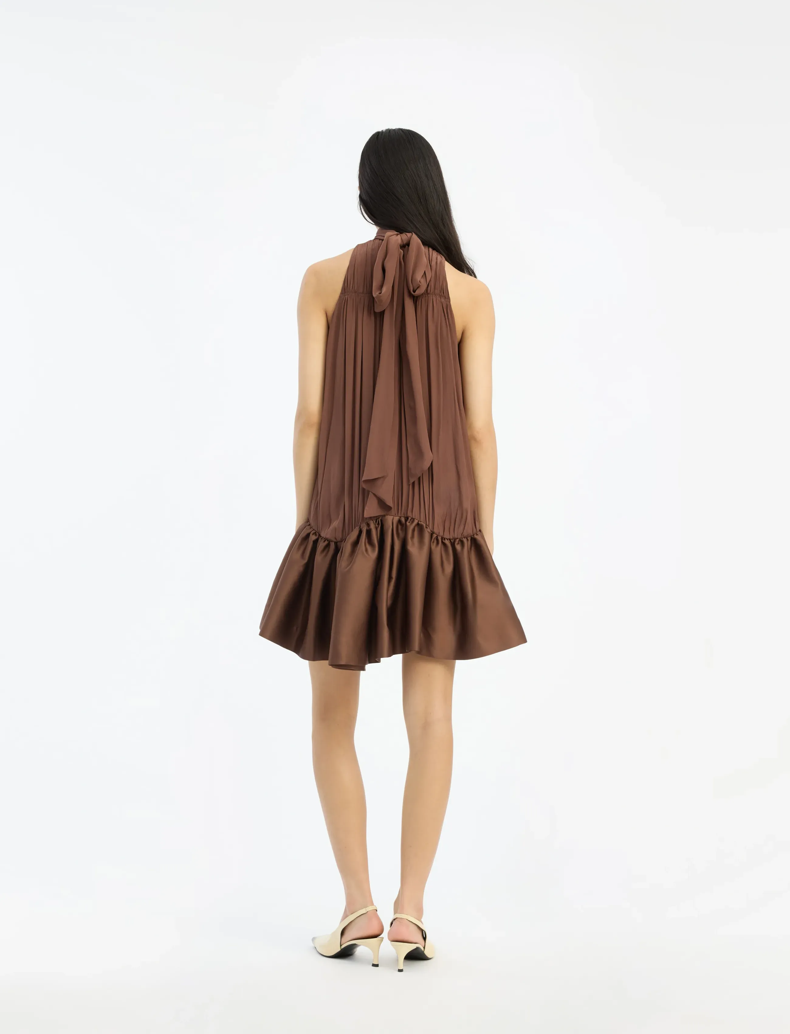 ROTATE - GATHERED MINI DRESS - midiklänningar - potting soil - 3