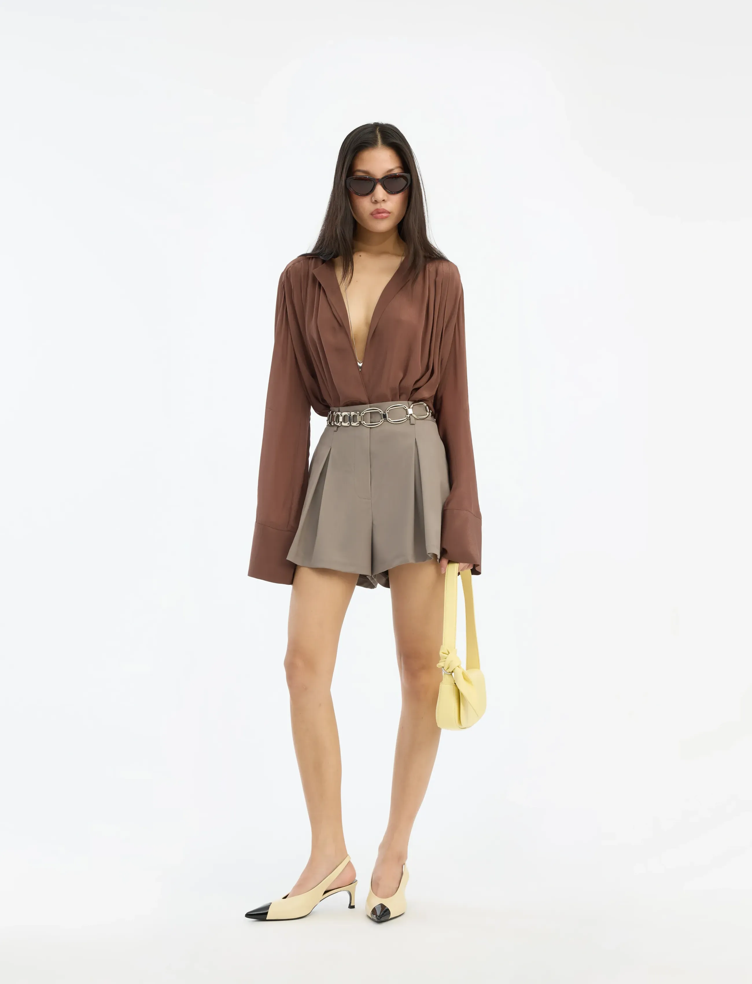 ROTATE HIGHWAISTED SHORTS - ROTATE - DRIFTWOOD / brown