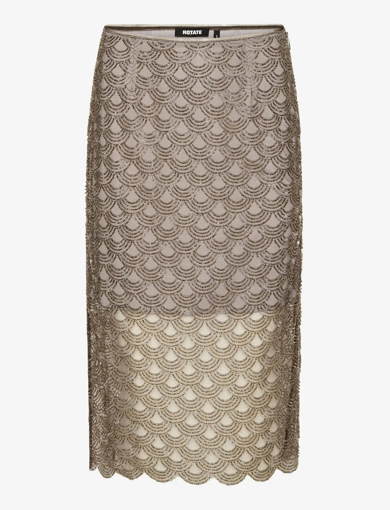 ROTATE Birger Christensen - SCALLOP SEQUIN MIDI SKIRT - midiseelikud - gull grey - 1