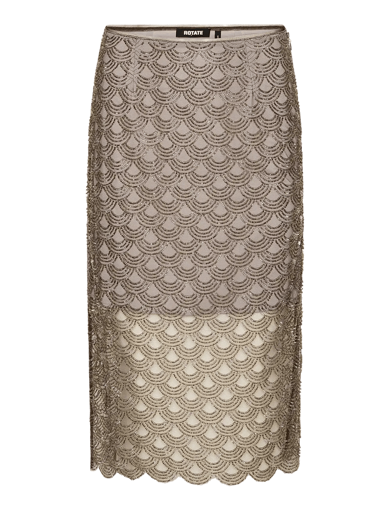 ROTATE Birger Christensen - SCALLOP SEQUIN MIDI SKIRT - midiseelikud - gull grey - 1