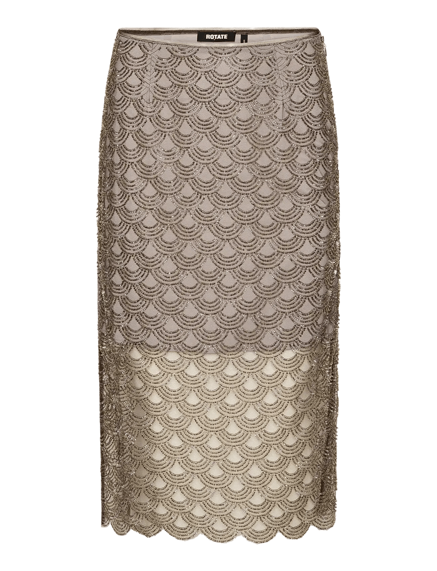 ROTATE - SCALLOP SEQUIN MIDI SKIRT - midi skirts - gull grey - 1
