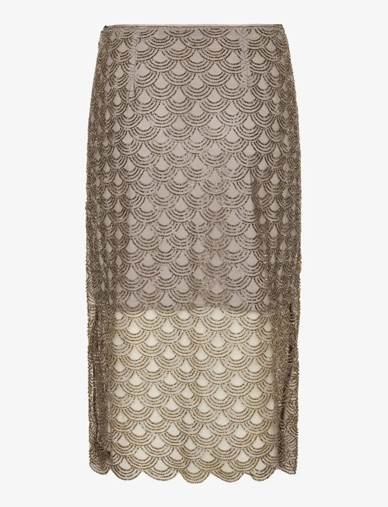 ROTATE Birger Christensen - SCALLOP SEQUIN MIDI SKIRT - midiseelikud - gull grey - 2