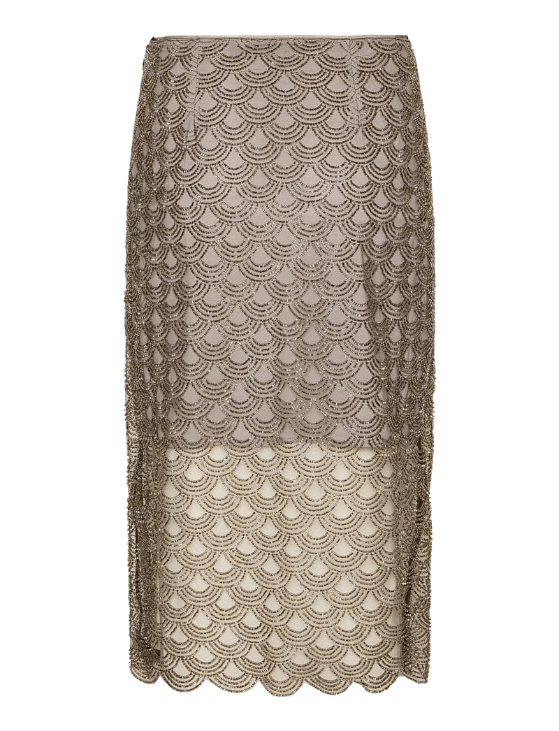 ROTATE Birger Christensen - SCALLOP SEQUIN MIDI SKIRT - midiseelikud - gull grey - 2