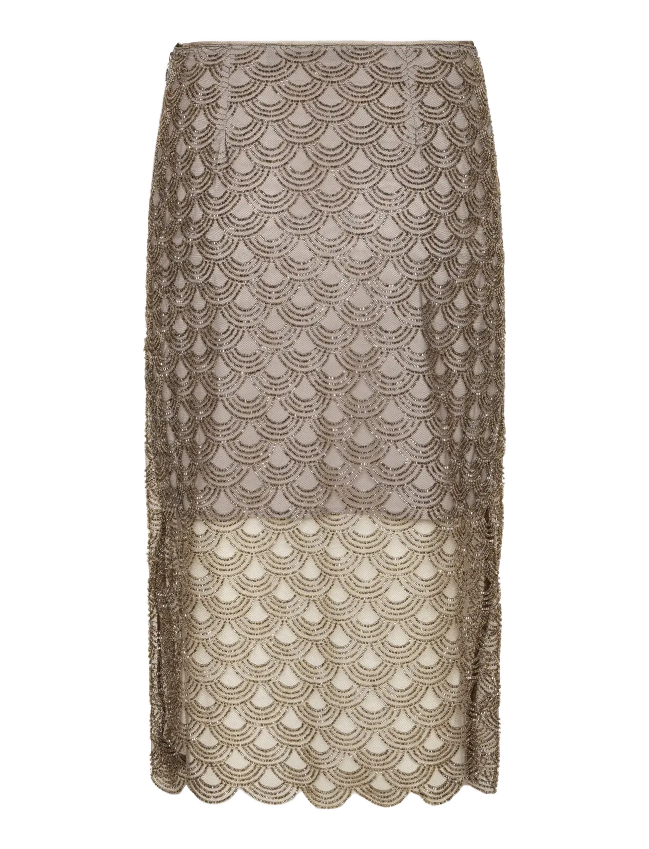 ROTATE - SCALLOP SEQUIN MIDI SKIRT - midi skirts - gull grey - 2