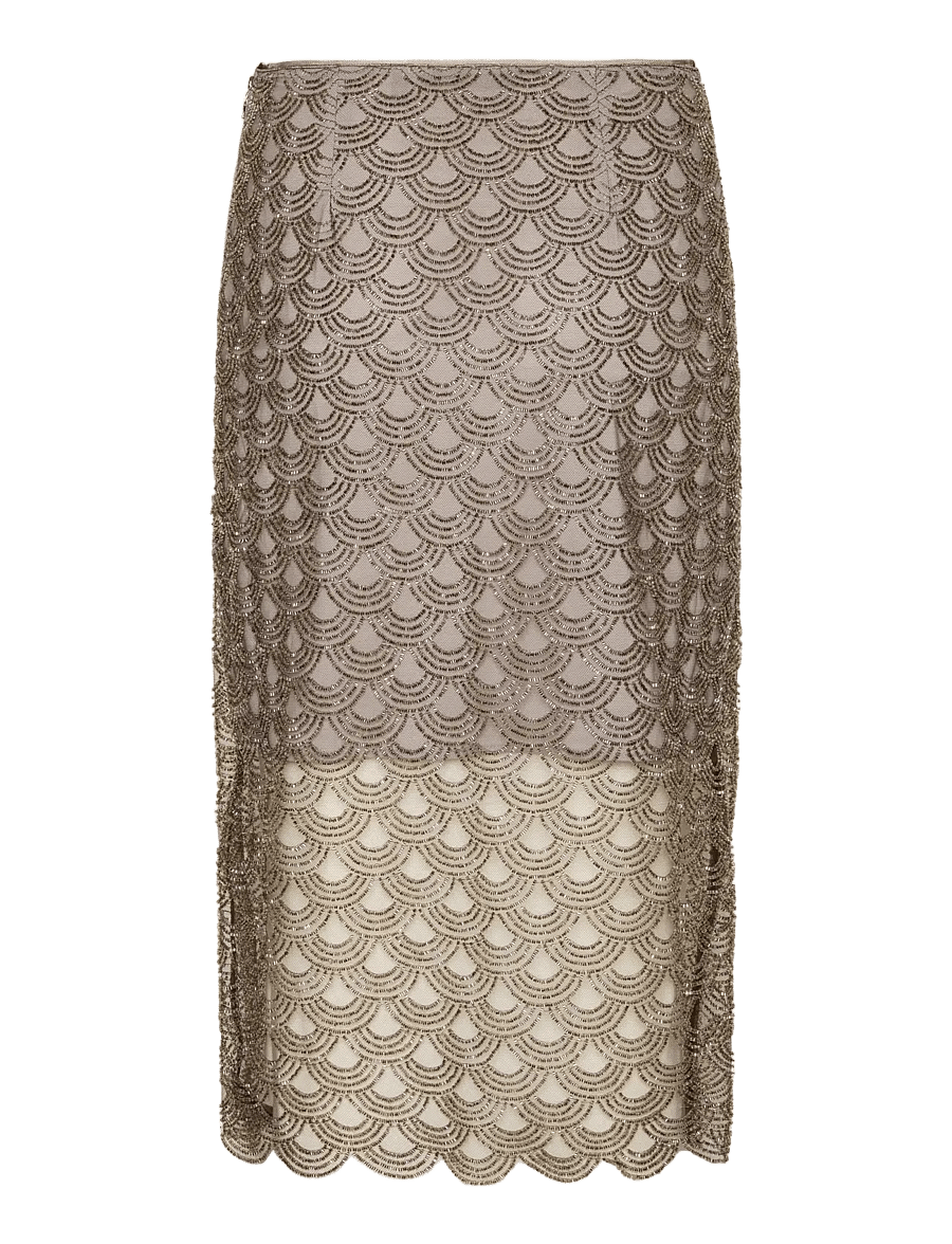 ROTATE - SCALLOP SEQUIN MIDI SKIRT - midi skirts - gull grey - 2