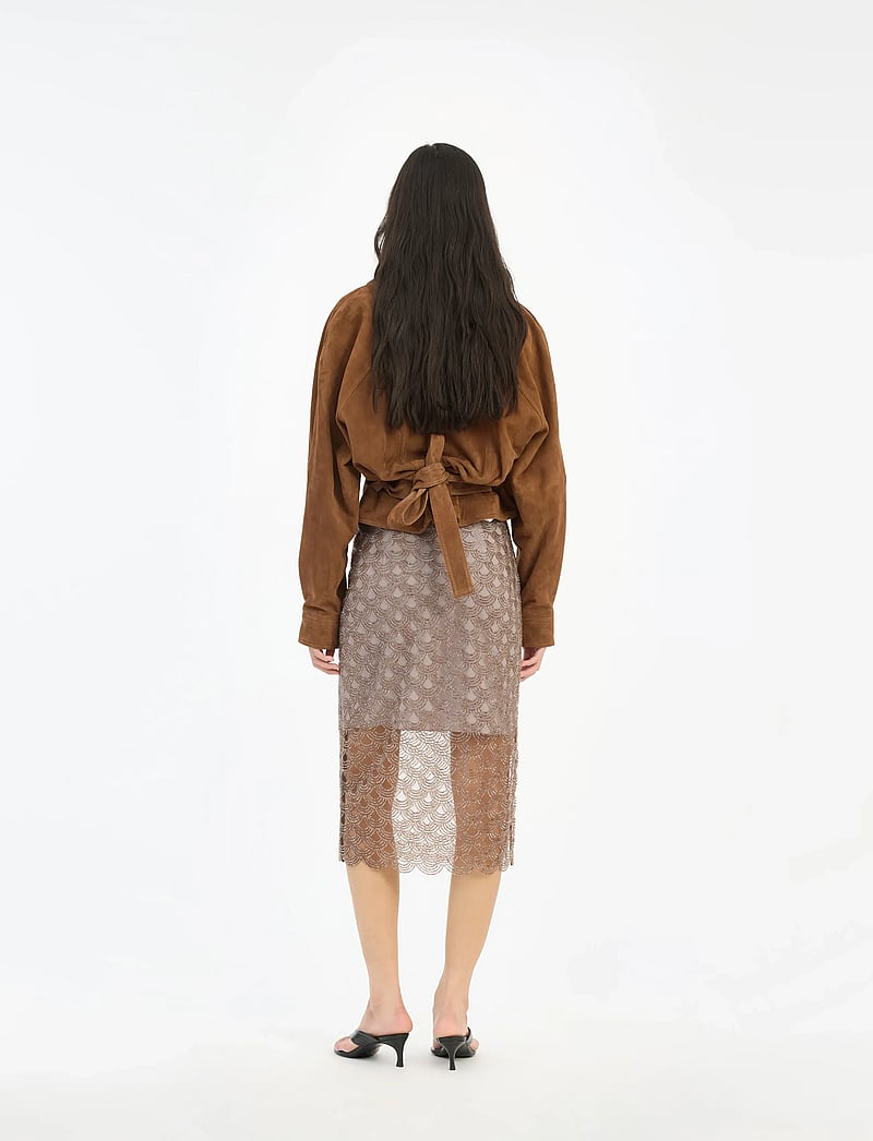 ROTATE Birger Christensen - SCALLOP SEQUIN MIDI SKIRT - midiseelikud - gull grey - 3