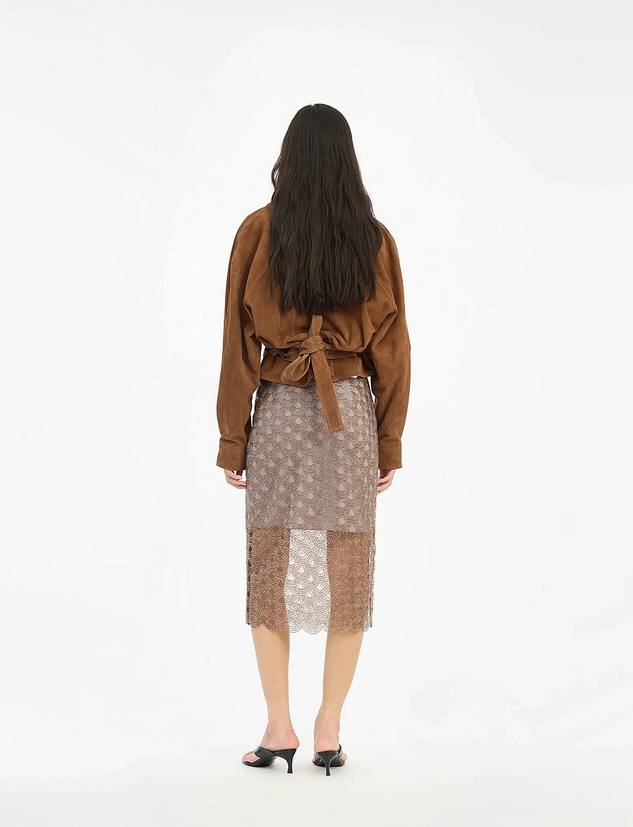 ROTATE - SCALLOP SEQUIN MIDI SKIRT - midi skirts - gull grey - 3