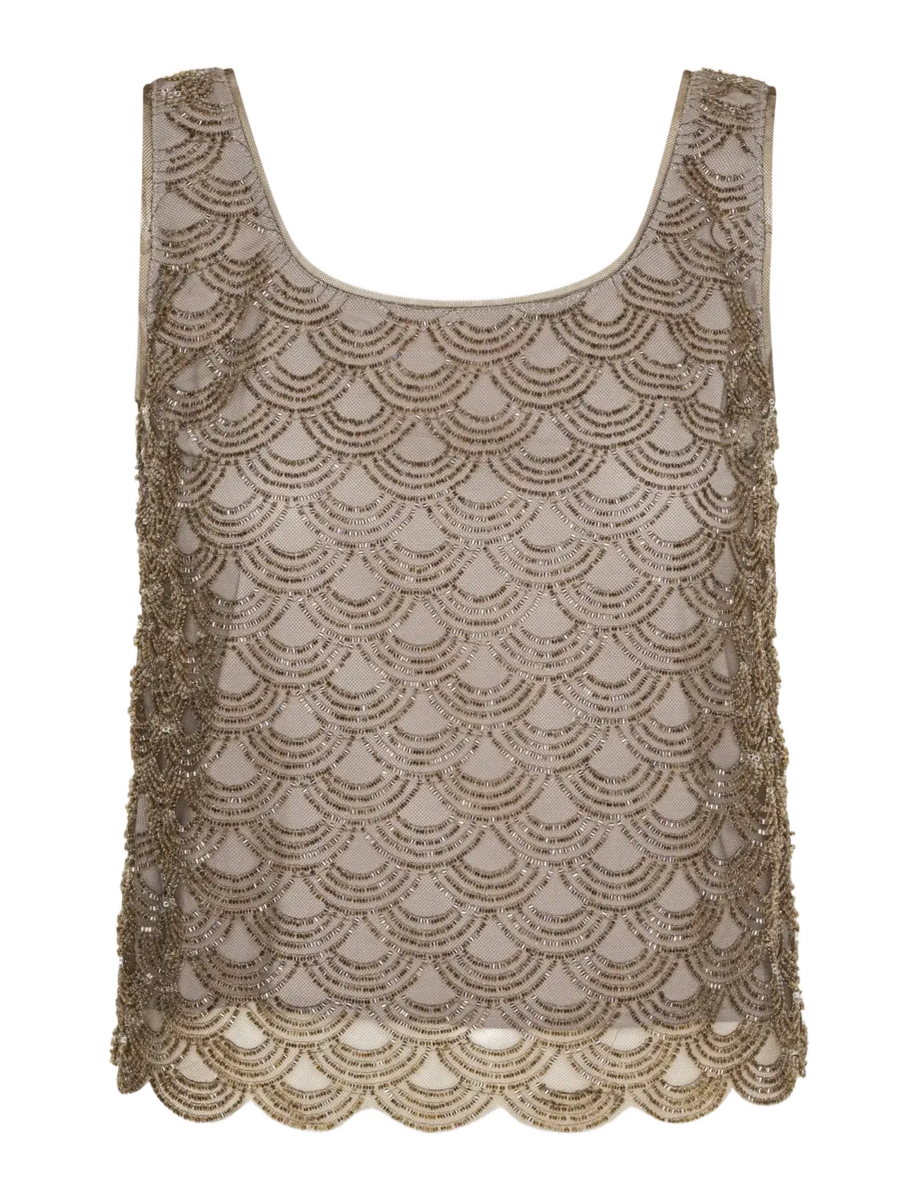 ROTATE SCALLOP SEQUIN TOP - T-shirts & Topper - GULL GRAY / grey