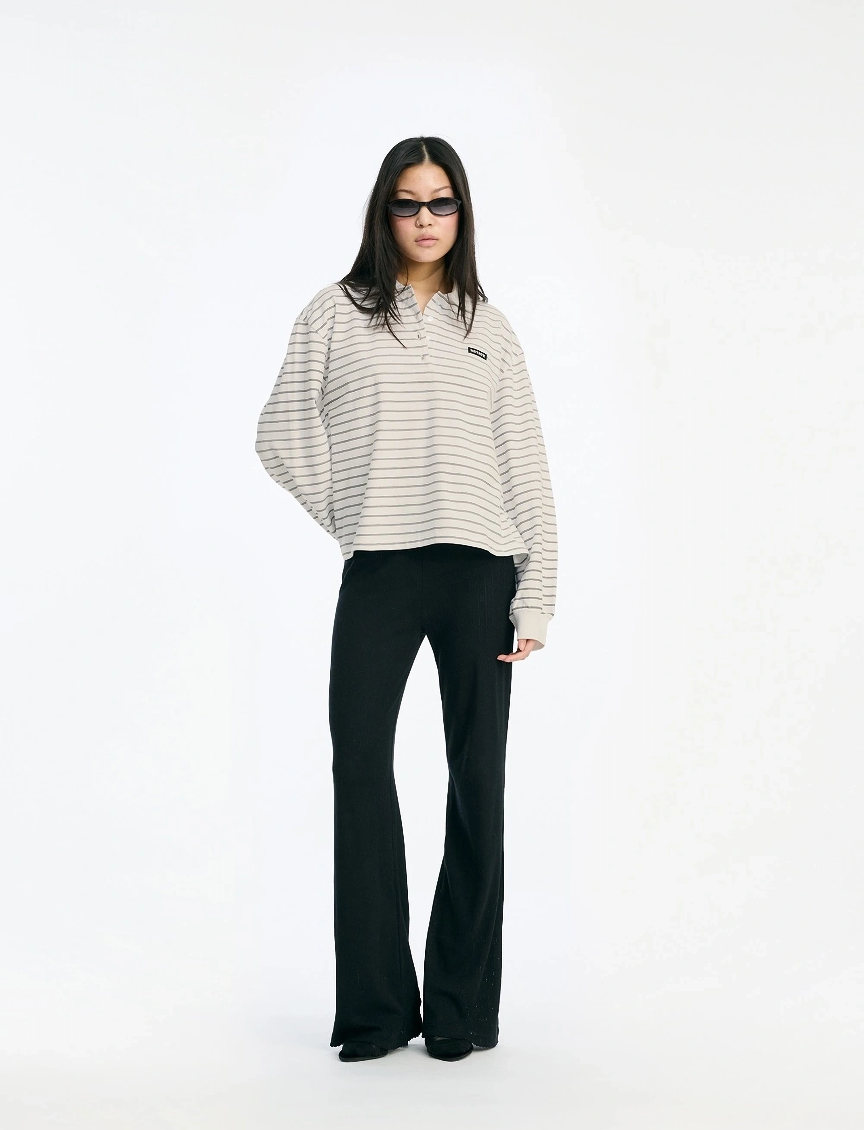 ROTATE - Pique Longsleeve Polo - egret comb. - 0