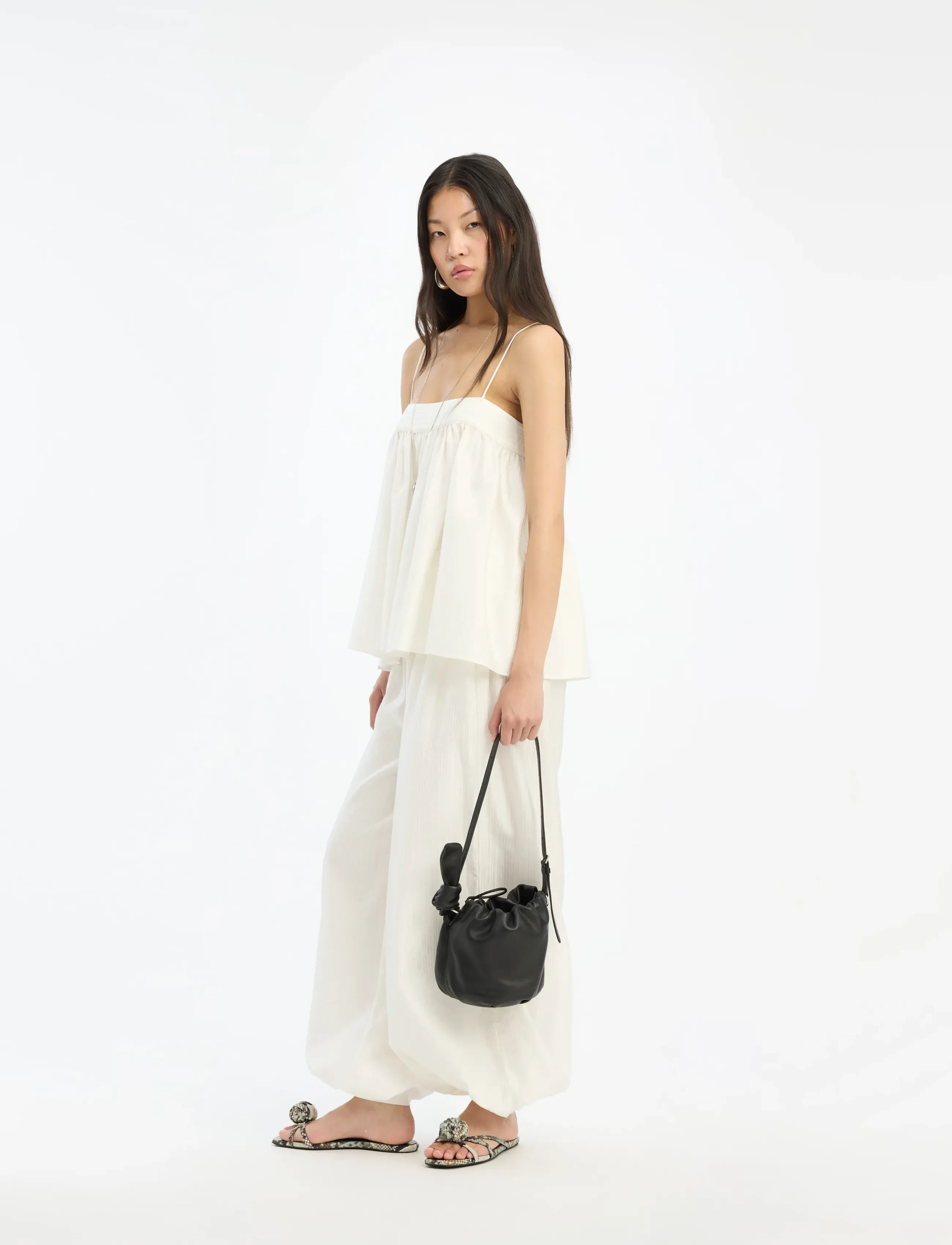 ROTATE Birger Christensen STRIPED SLIP TOP - T-shirts & Toppe - BRIGHT WHITE / white