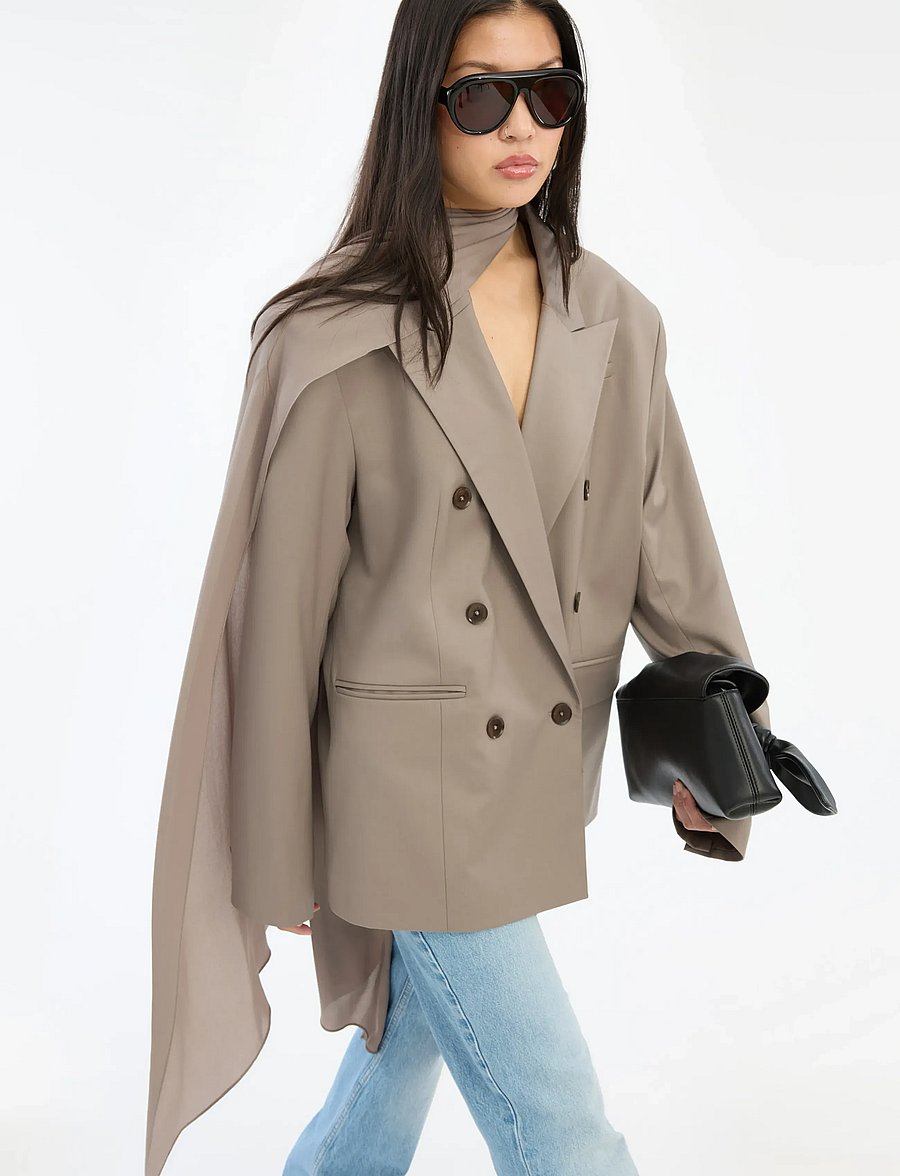 ROTATE - OVERSIZED SCARF BLAZER - marynarki z podwójnym zapięciem - driftwood - 3