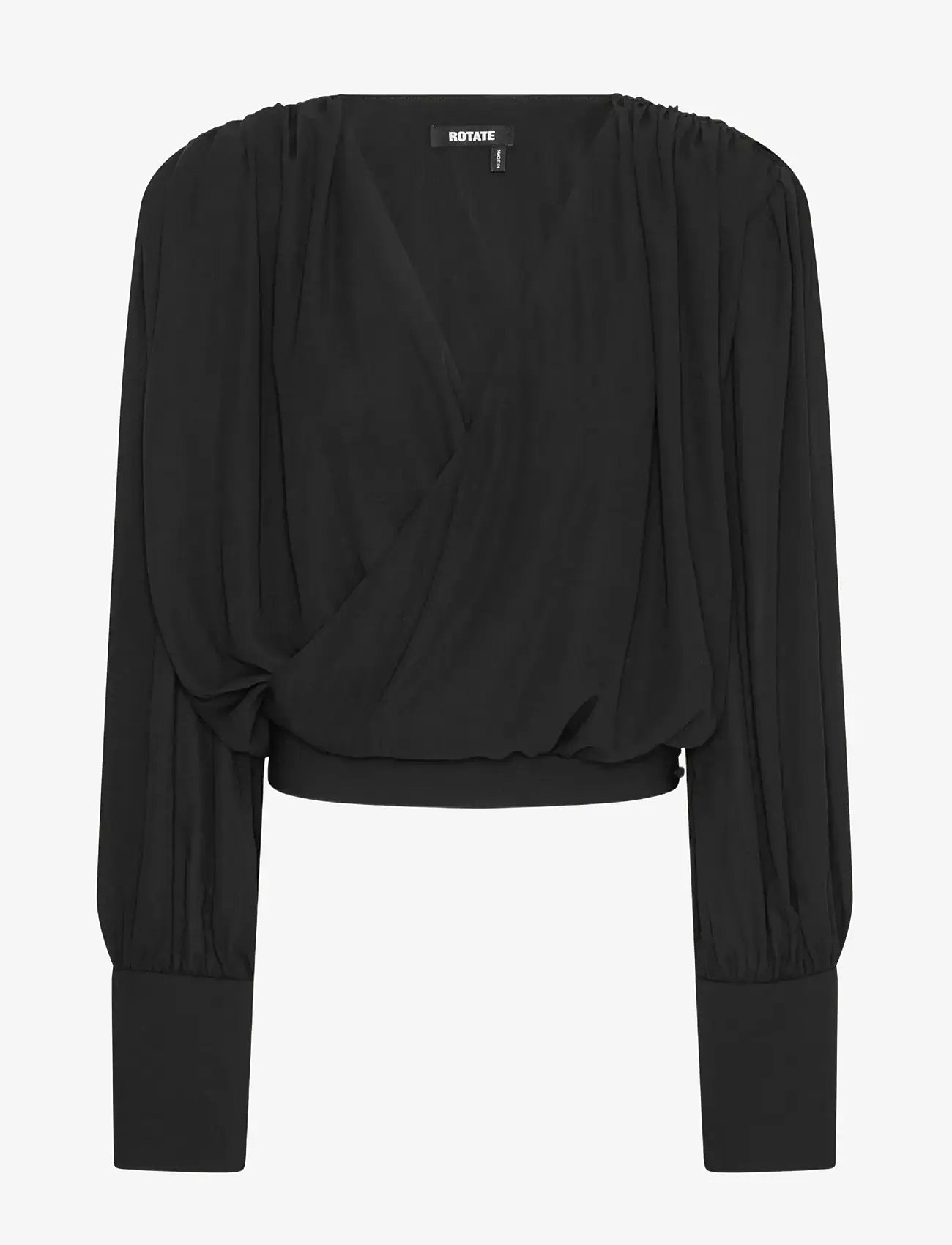 ROTATE Birger Christensen - LONG SLEEVE V-NECK TOP - långärmade blusar - black - 0