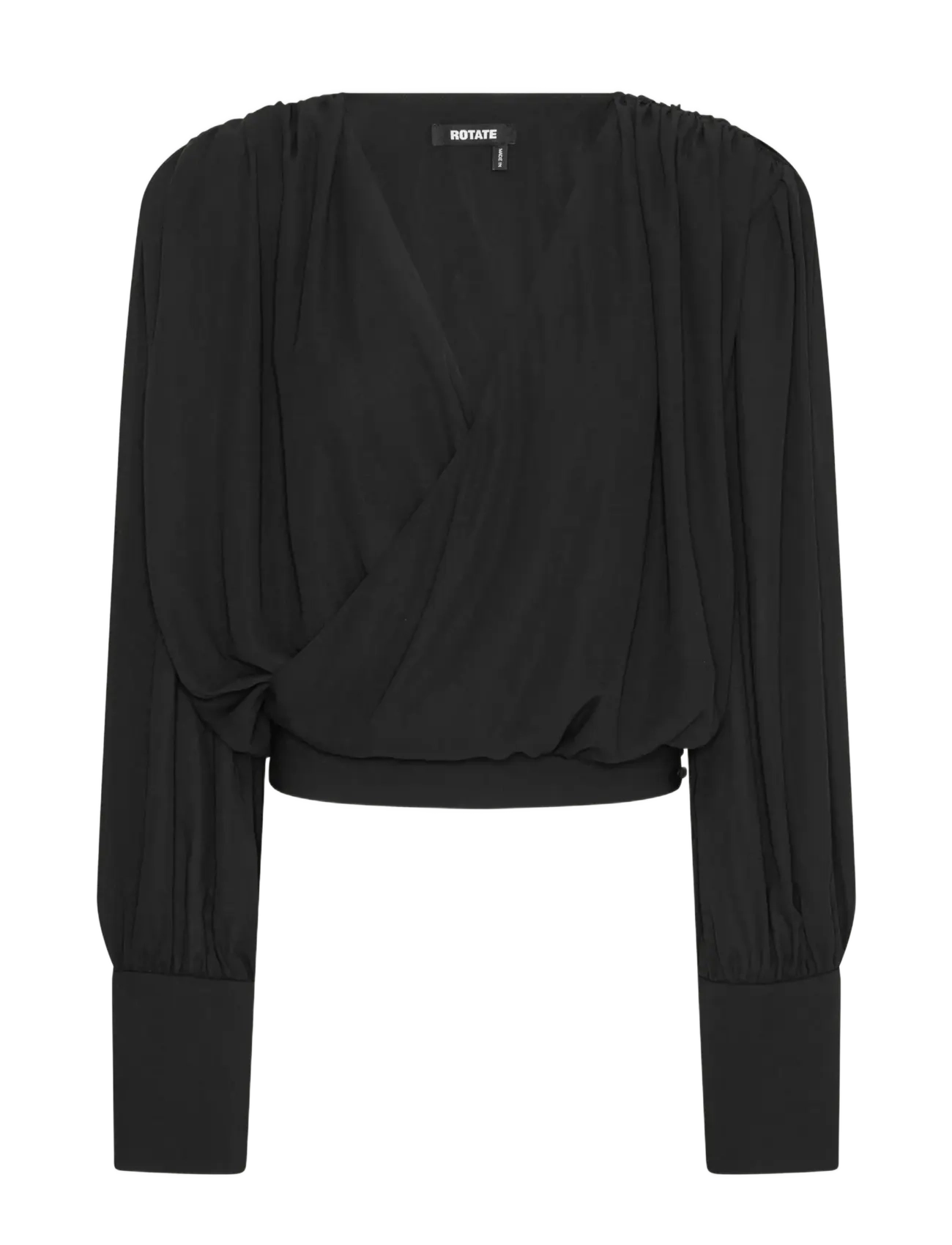 ROTATE Birger Christensen LONG SLEEVE V-NECK TOP - Bluser & Skjorter - BLACK / black