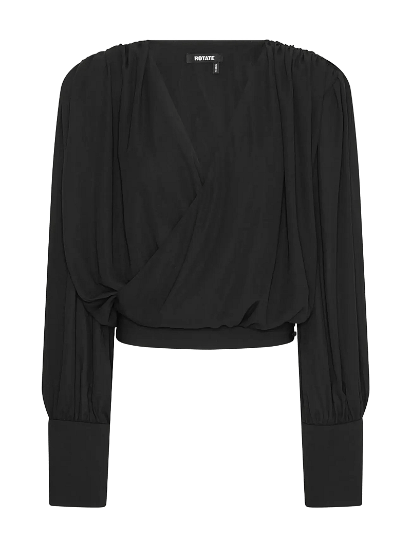 ROTATE Birger Christensen - LONG SLEEVE V-NECK TOP - långärmade blusar - black - 0