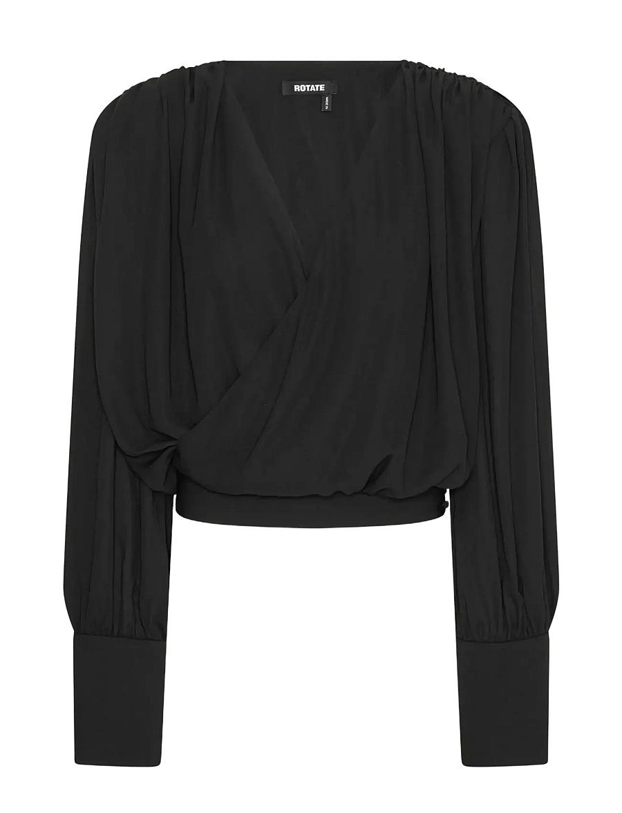 ROTATE - LONG SLEEVE V-NECK TOP - blouses à manches longues - black - 0