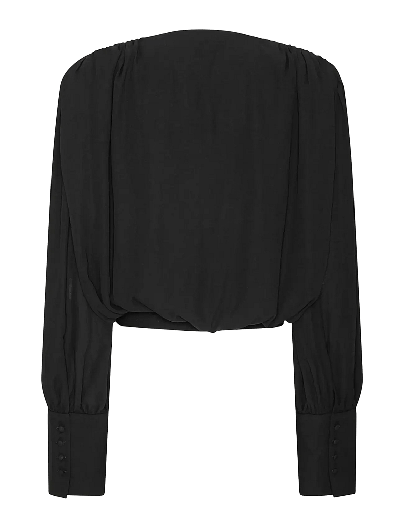 ROTATE Birger Christensen - LONG SLEEVE V-NECK TOP - långärmade blusar - black - 1