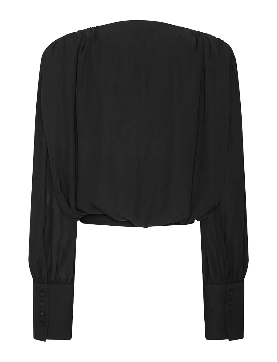 ROTATE - LONG SLEEVE V-NECK TOP - blouses à manches longues - black - 1