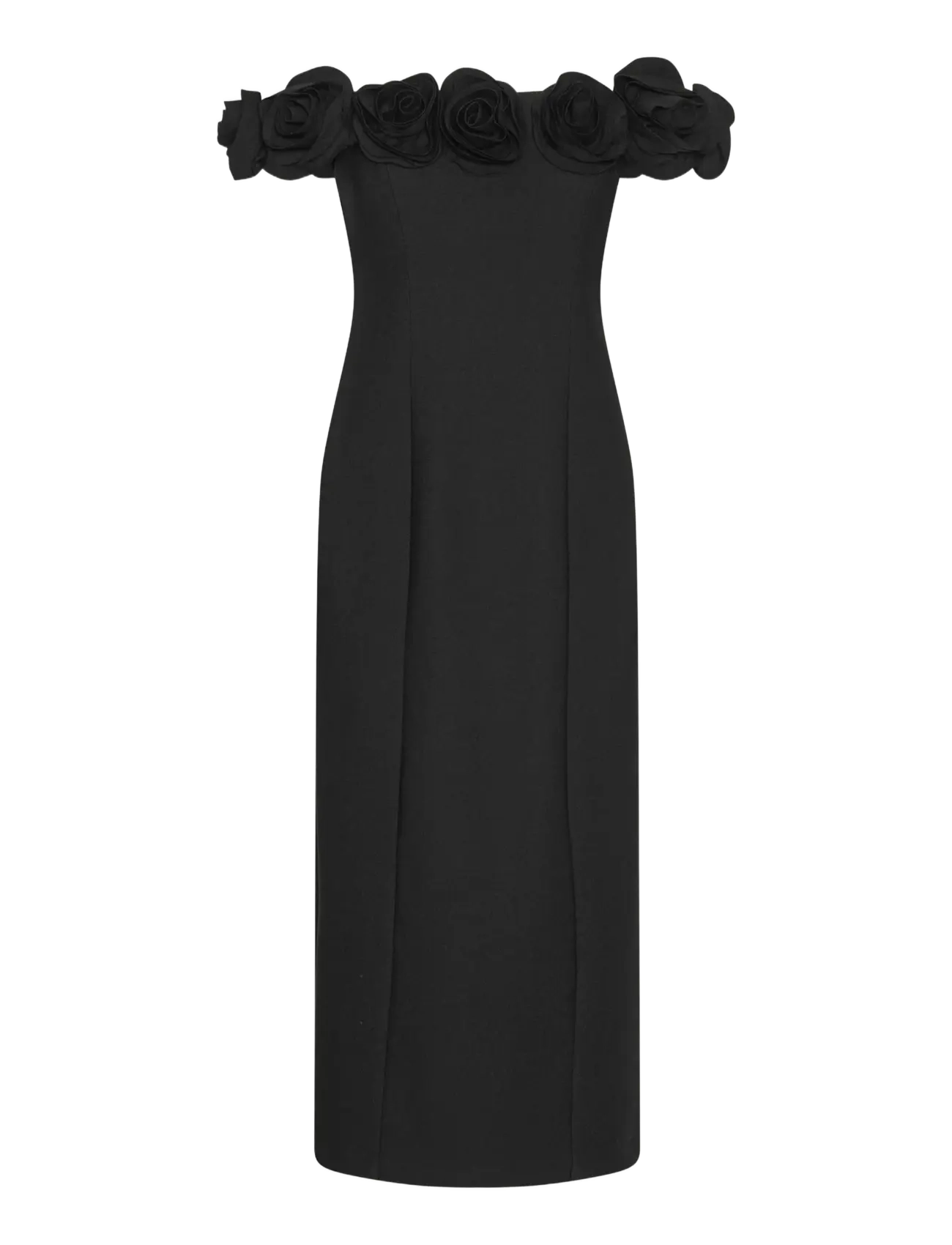 ROTATE Crepe Midi Flower Kleid Schwarz - 34 - Damen