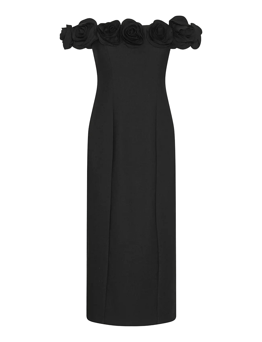 ROTATE - CREPE MIDI FLOWER DRESS - iltapuvut - black - 1