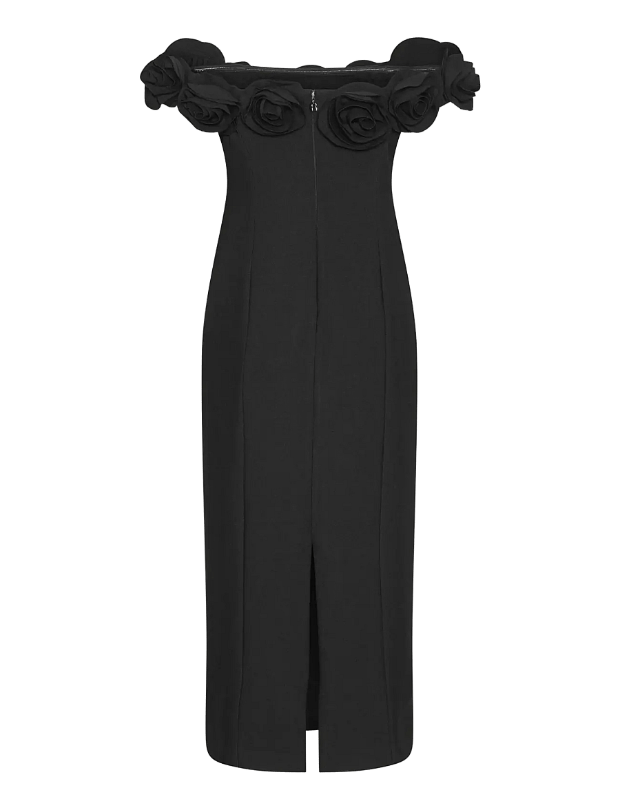 ROTATE - CREPE MIDI FLOWER DRESS - iltapuvut - black - 2