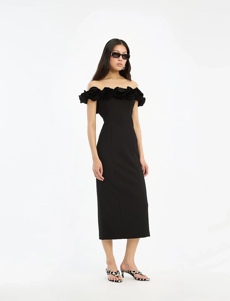 ROTATE - CREPE MIDI FLOWER DRESS - abendkleider - black - 0