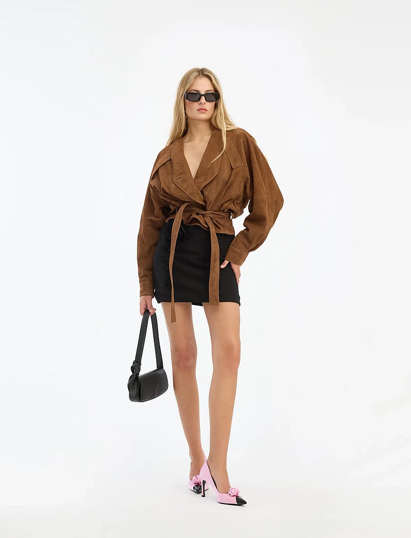 ROTATE Birger Christensen - CREPE MINI FLOWER SKIRT - korta kjolar - black - 0