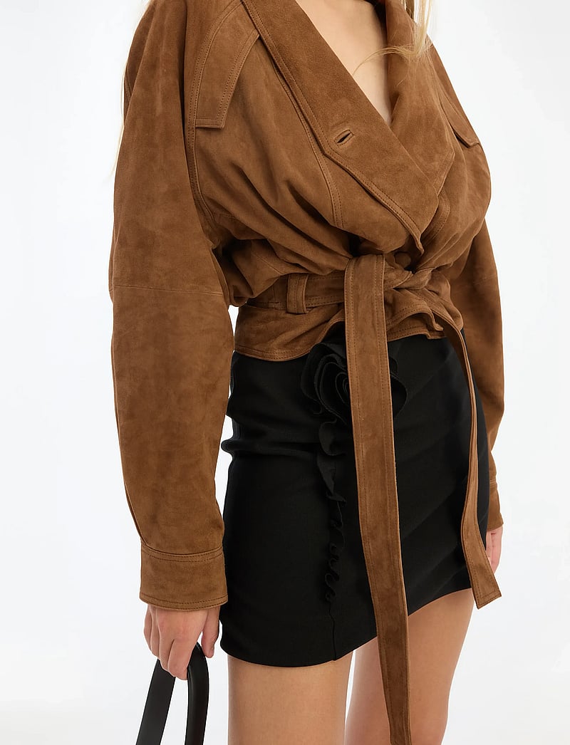 ROTATE Birger Christensen - CREPE MINI FLOWER SKIRT - korta kjolar - black - 3