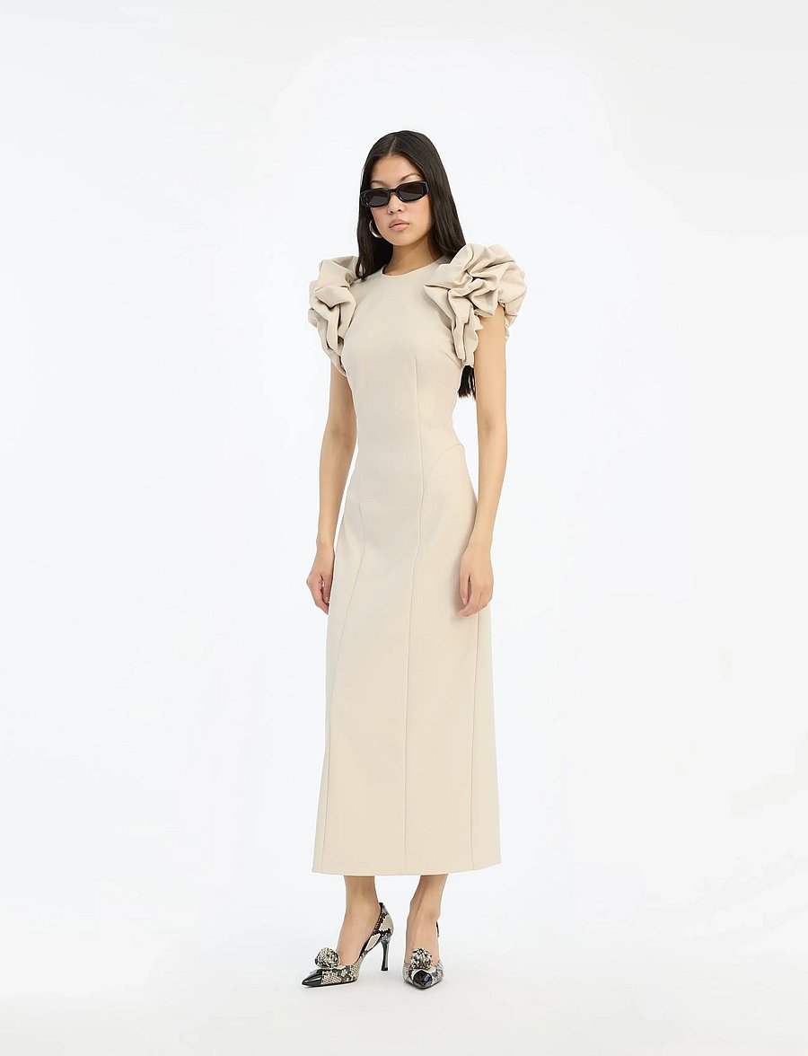 ROTATE - CREPE PUFFY MIDI DRESS - abendkleider - pumice stone - 0