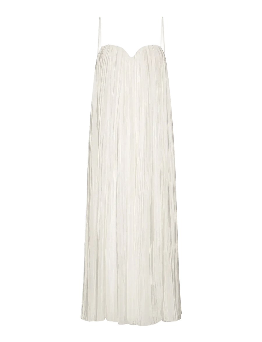 ROTATE - PLEATED MIDI STRAP DRESS - maxi dresses - egret - 1