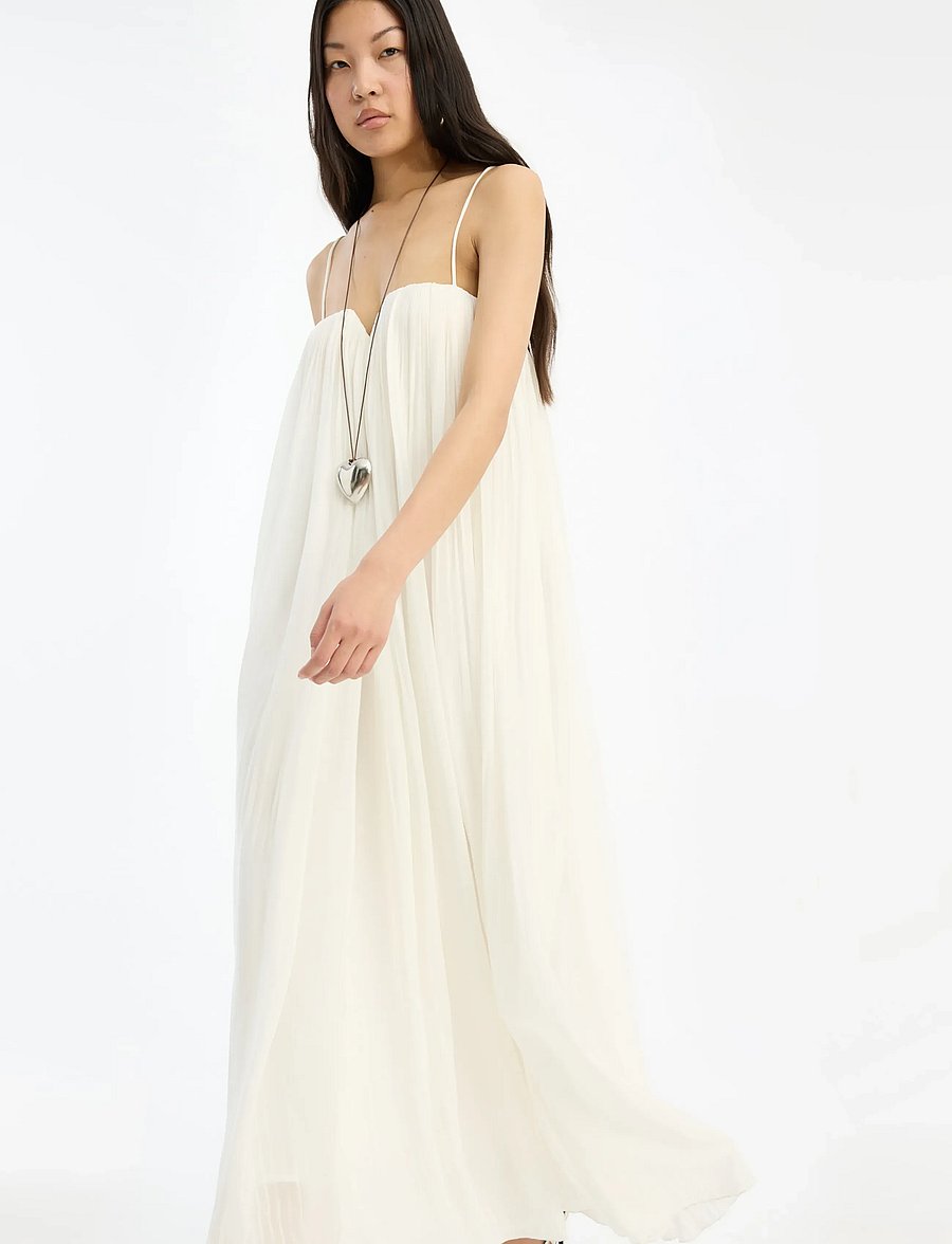ROTATE - PLEATED MIDI STRAP DRESS - maxi dresses - egret - 3