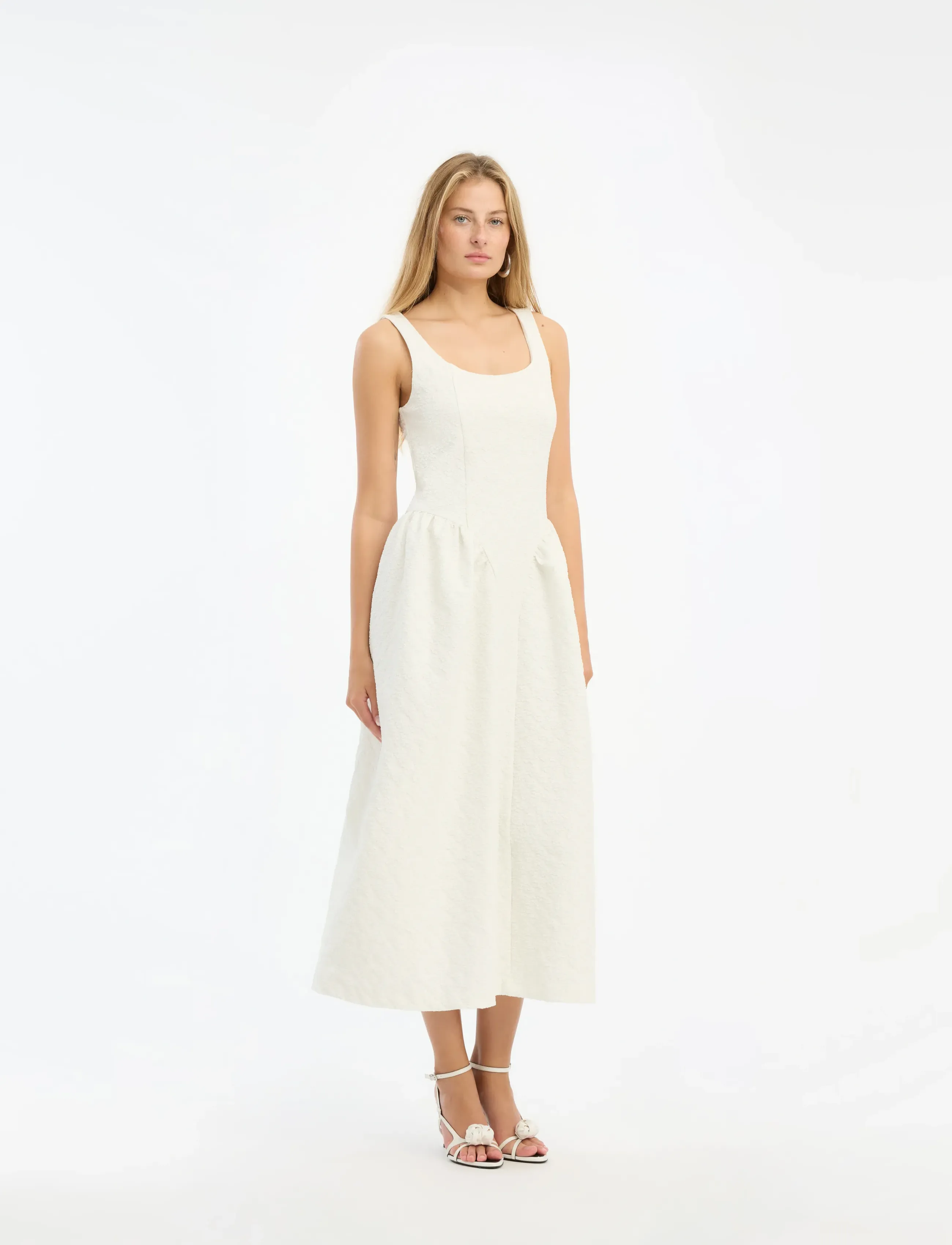 ROTATE Birger Christensen JACQUARD MIDI DRESS - Clothing - EGRET / cream
