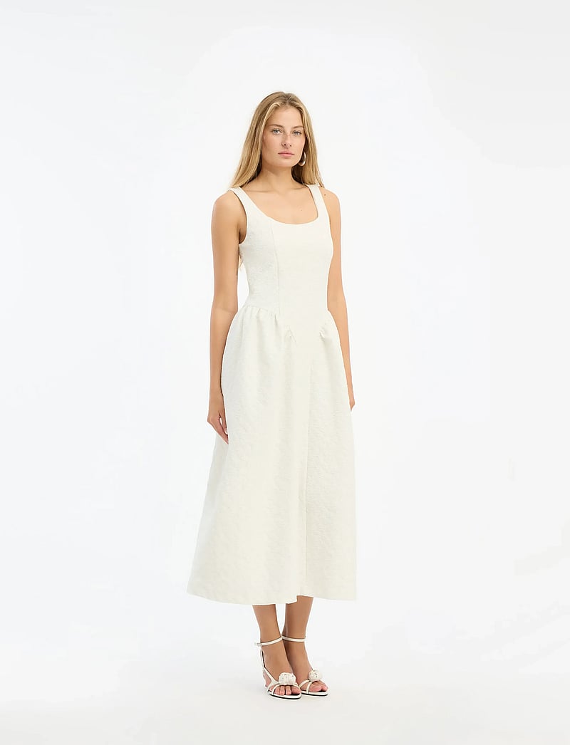 ROTATE - JACQUARD MIDI DRESS - brudekjoler - egret - 0