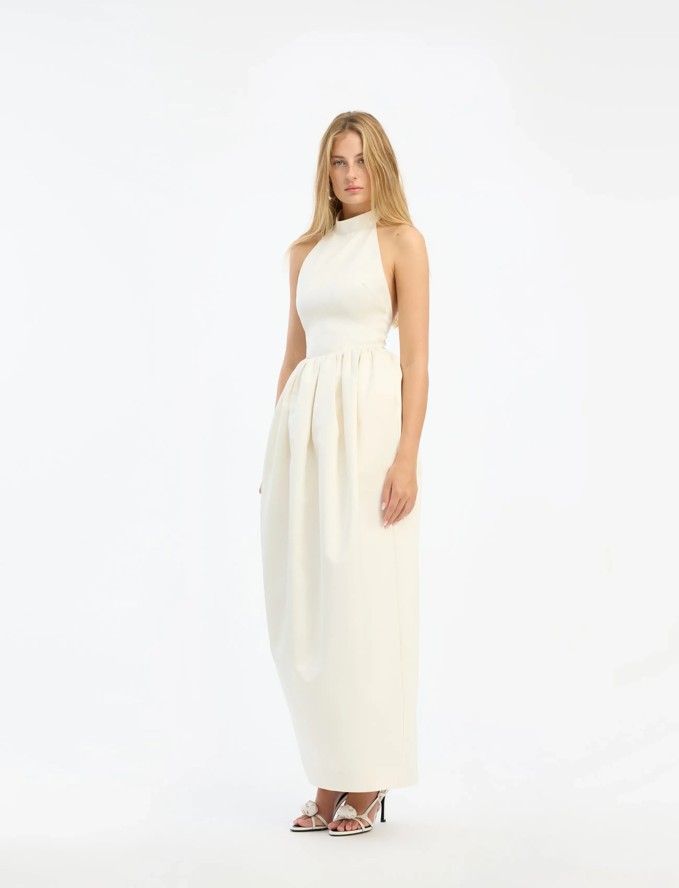 ROTATE Birger Christensen SATIN MAXI DRESS - CPH fashion week - EGRET / cream