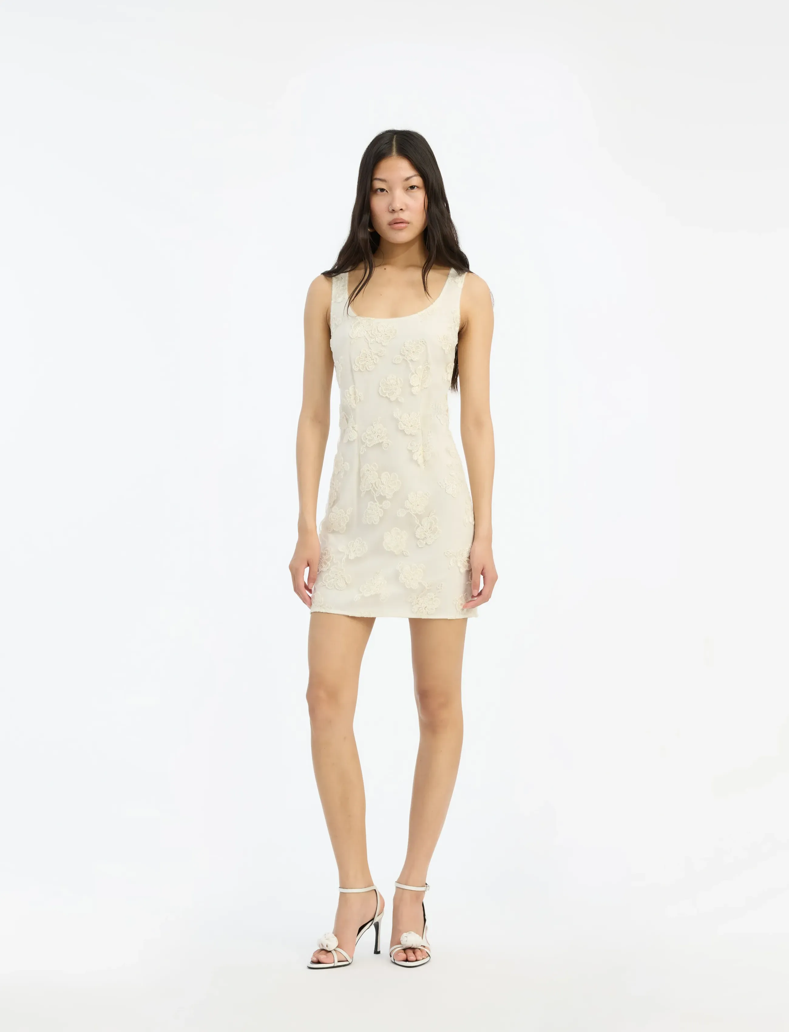 ROTATE Beaded Mini Dress, 40, White, Designere > Korte Kjoler, Dame