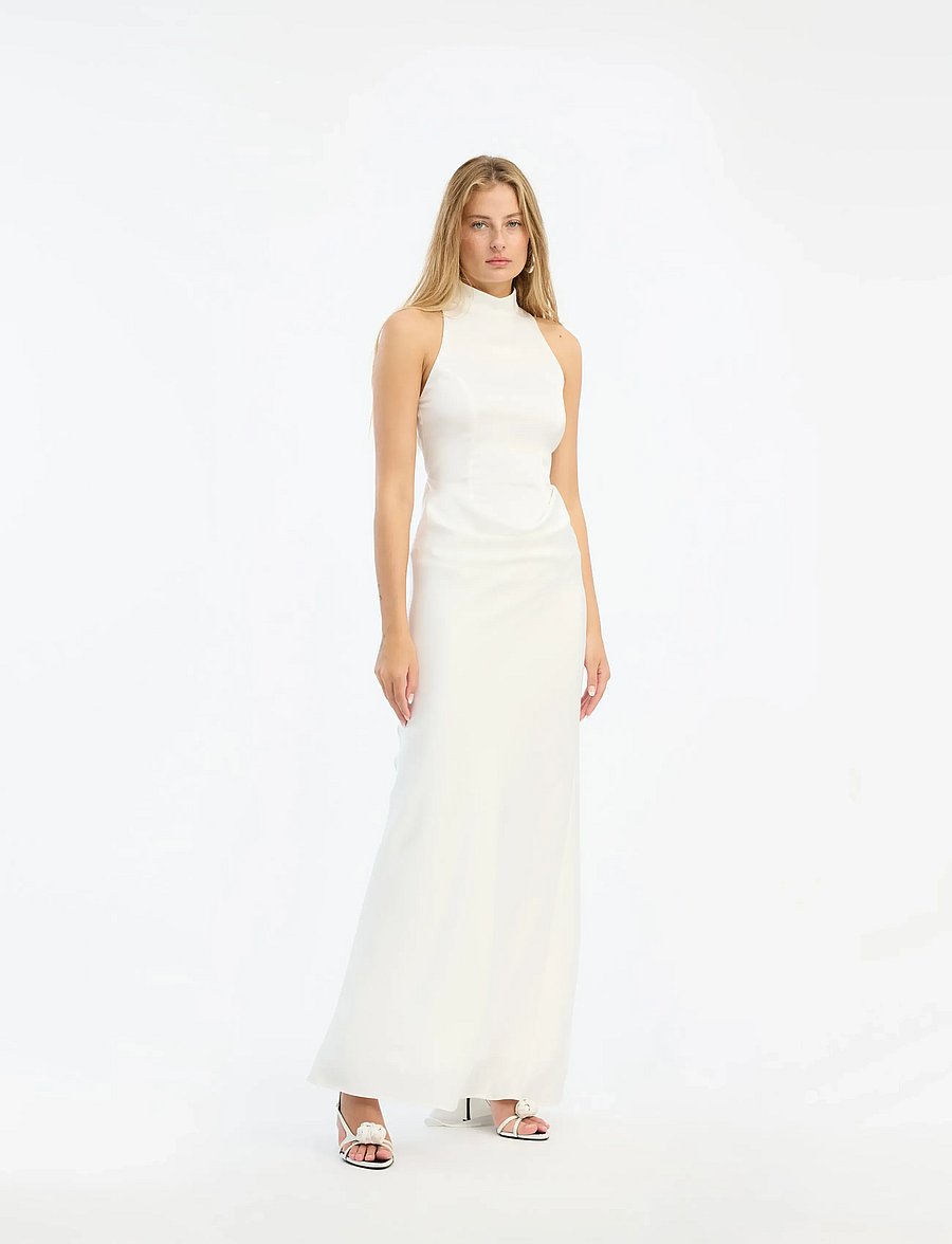 ROTATE - SATIN MAXI TRAIN DRESS - brautkleider - egret - 0