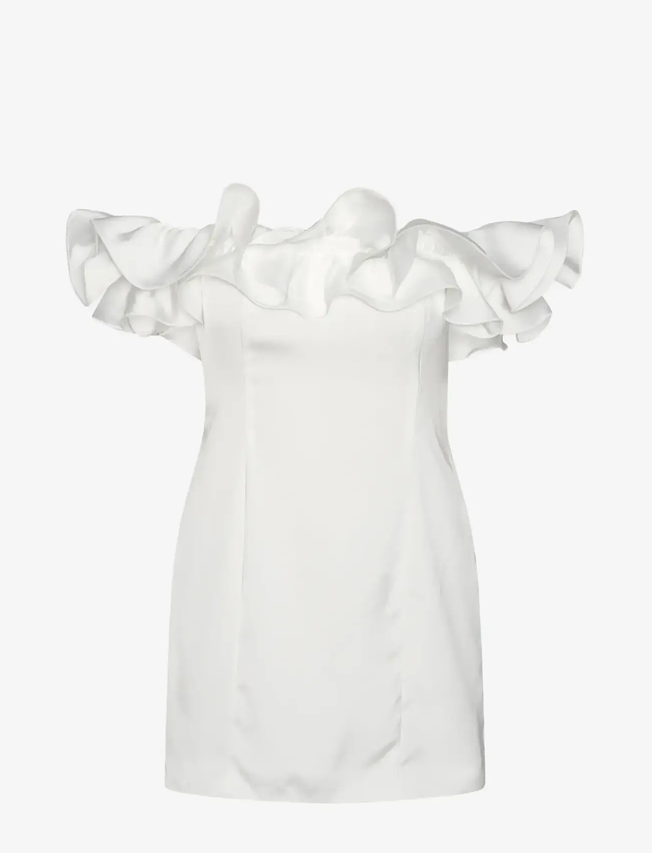 ROTATE - SATIN MINI RUFFLE DRESS - brúðkaupskjólar - egret - 1