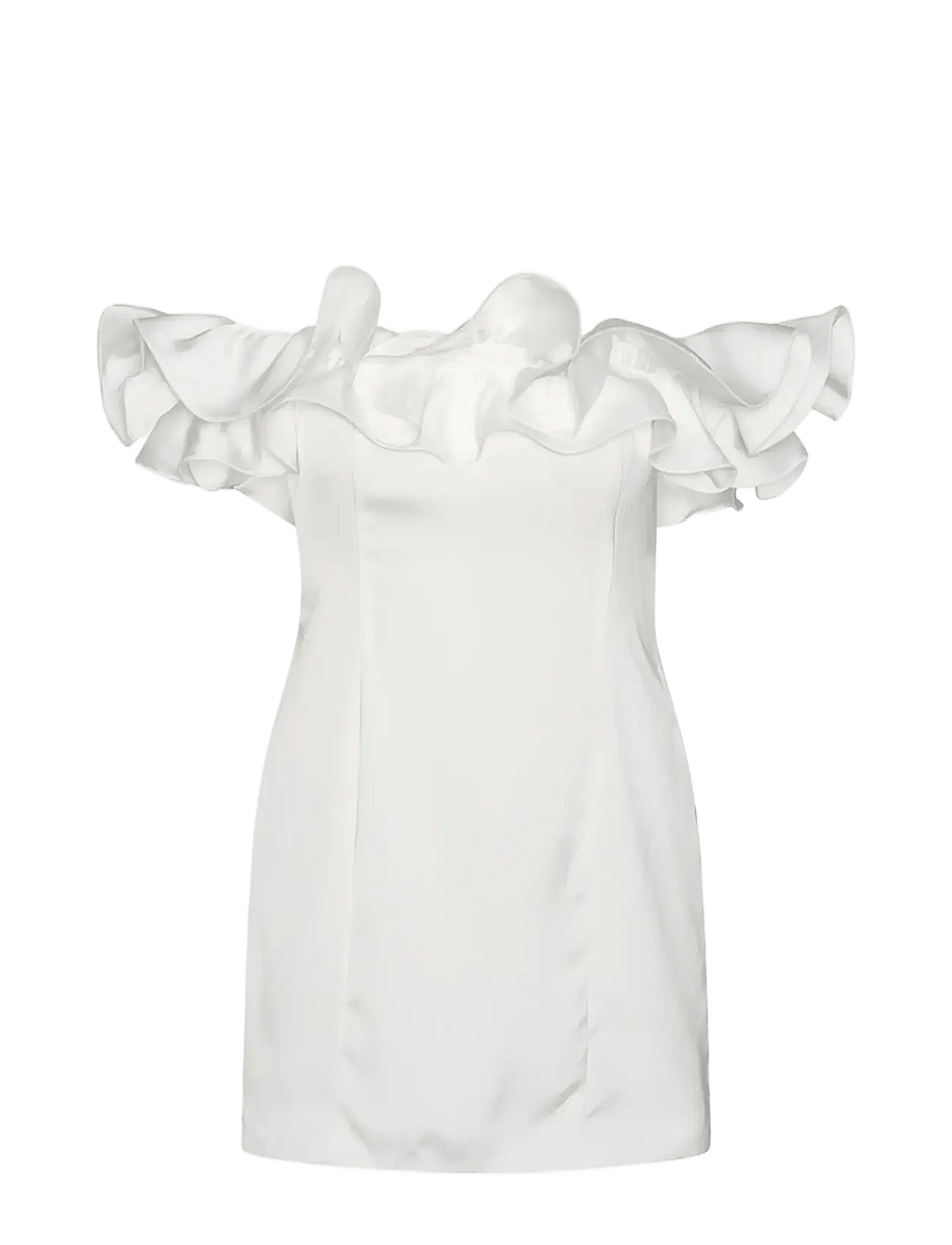 ROTATE - SATIN MINI RUFFLE DRESS - brautkleider - egret - 1