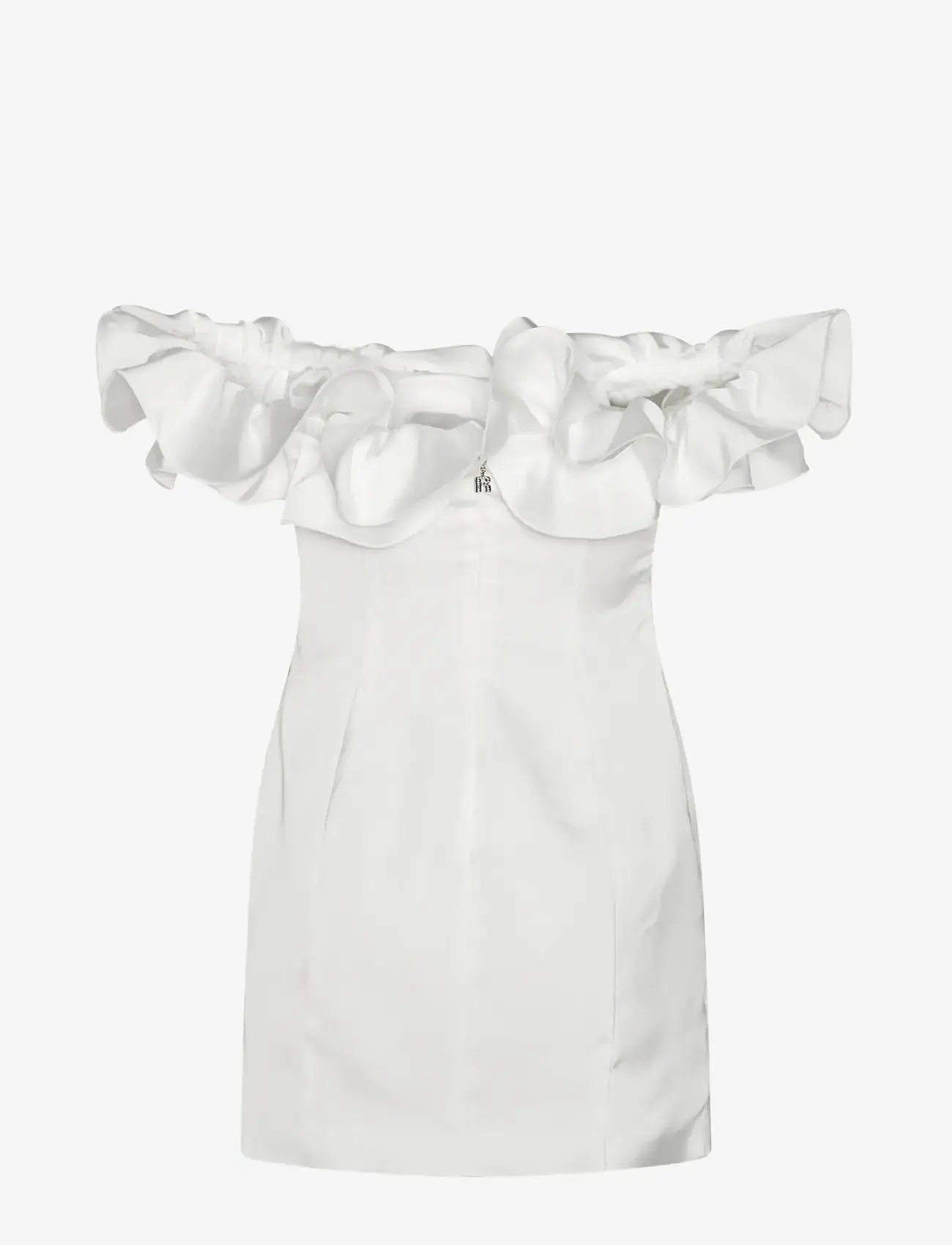 ROTATE - SATIN MINI RUFFLE DRESS - brúðkaupskjólar - egret - 2