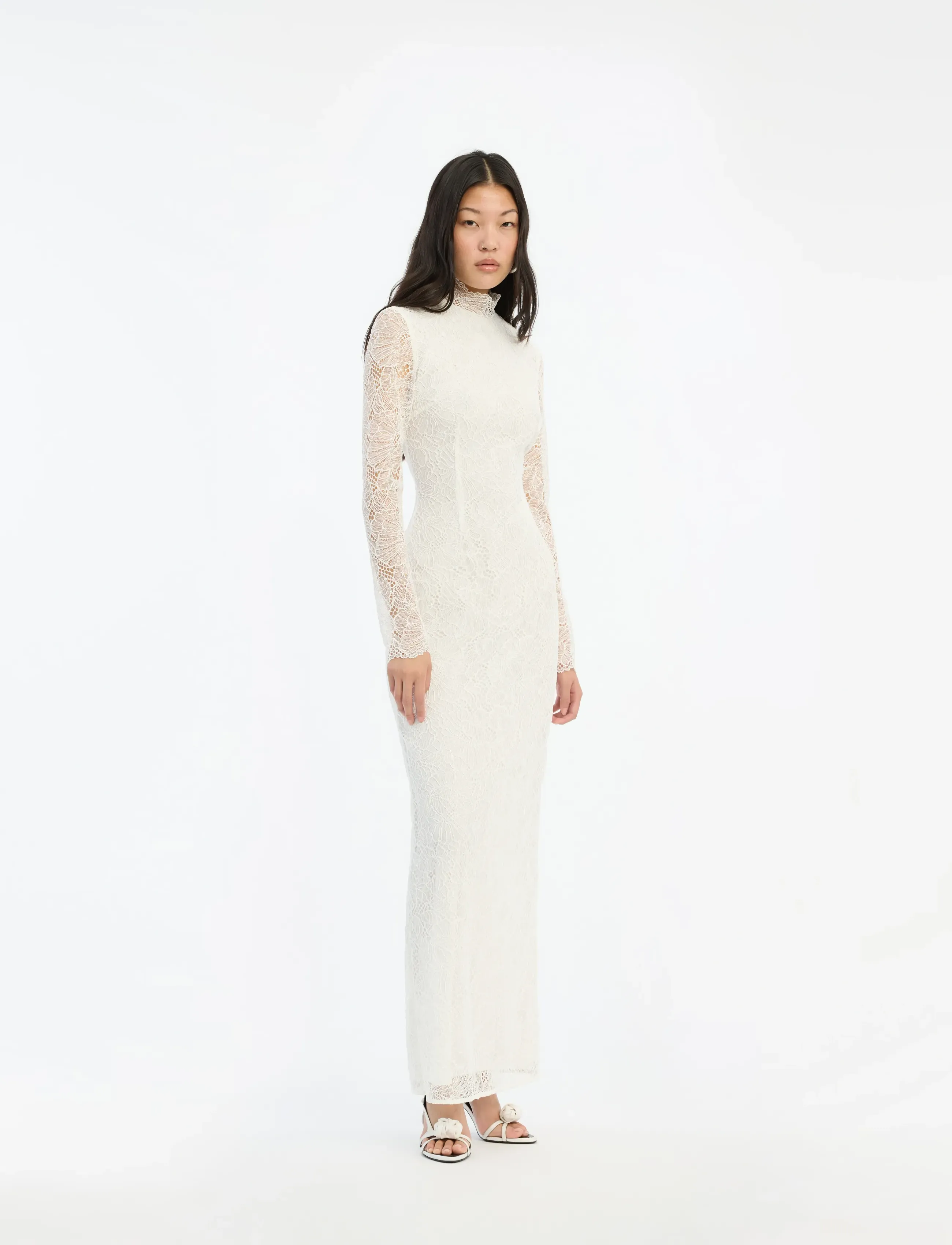 ROTATE LACE OPEN BACK DRESS - Bröllopsklänningar - EGRET / white
