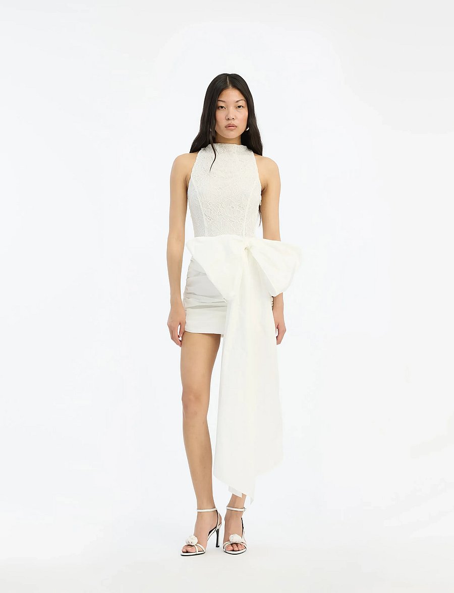 ROTATE - LACE MINI BOW DRESS - brudekjoler - egret - 0