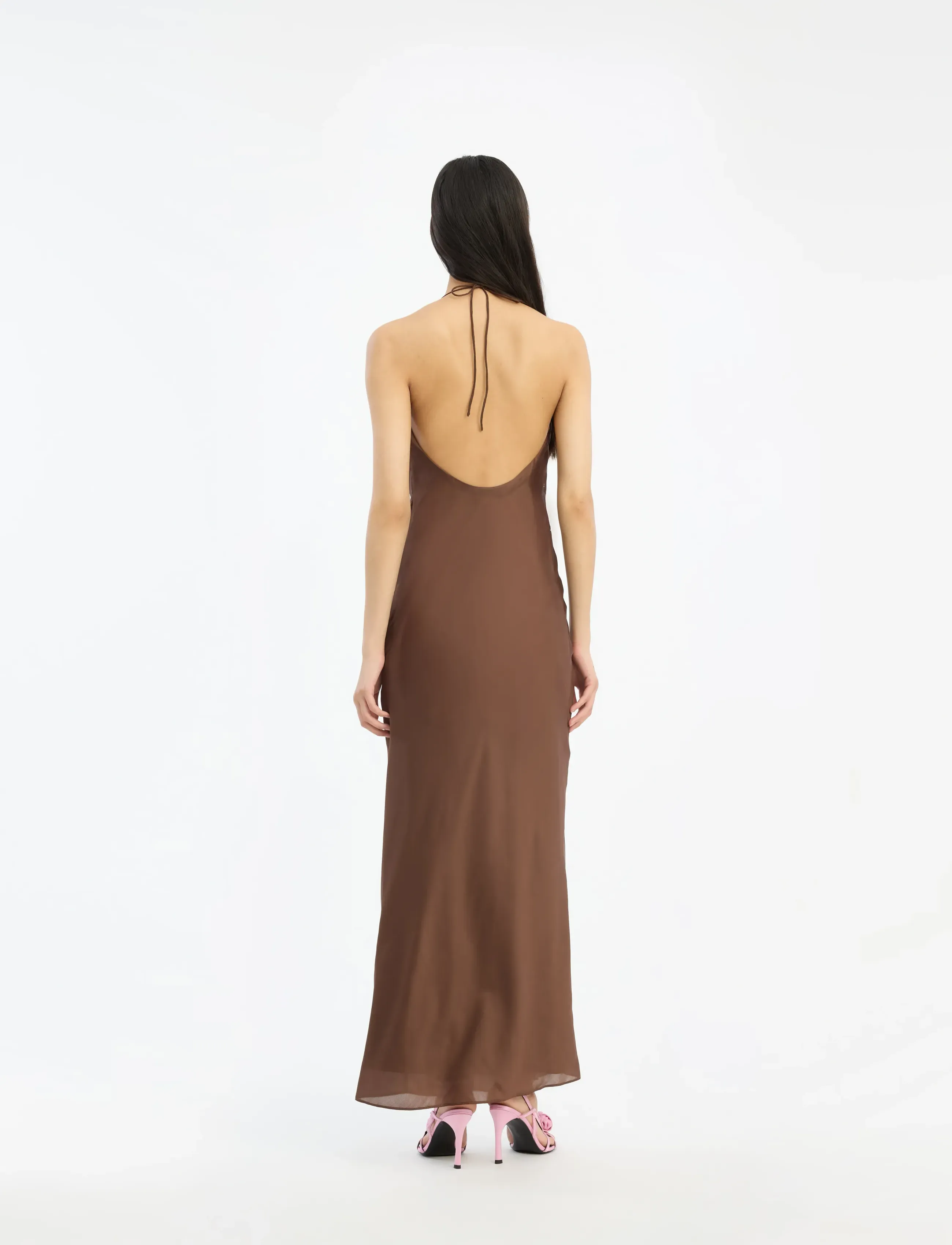 ROTATE - CHIFFON HALTER DRESS - aftonklänningar - potting soil - 3