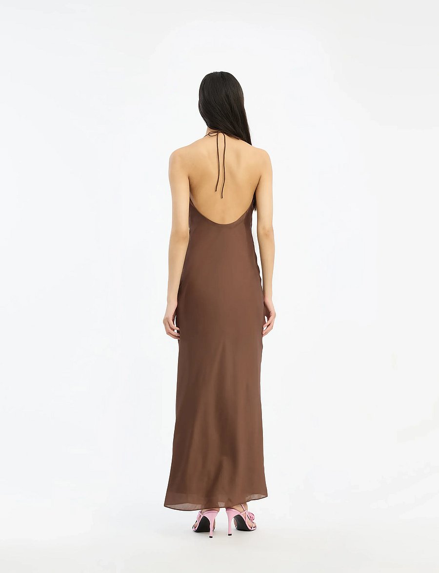 ROTATE - CHIFFON HALTER DRESS - aftonklänningar - potting soil - 3