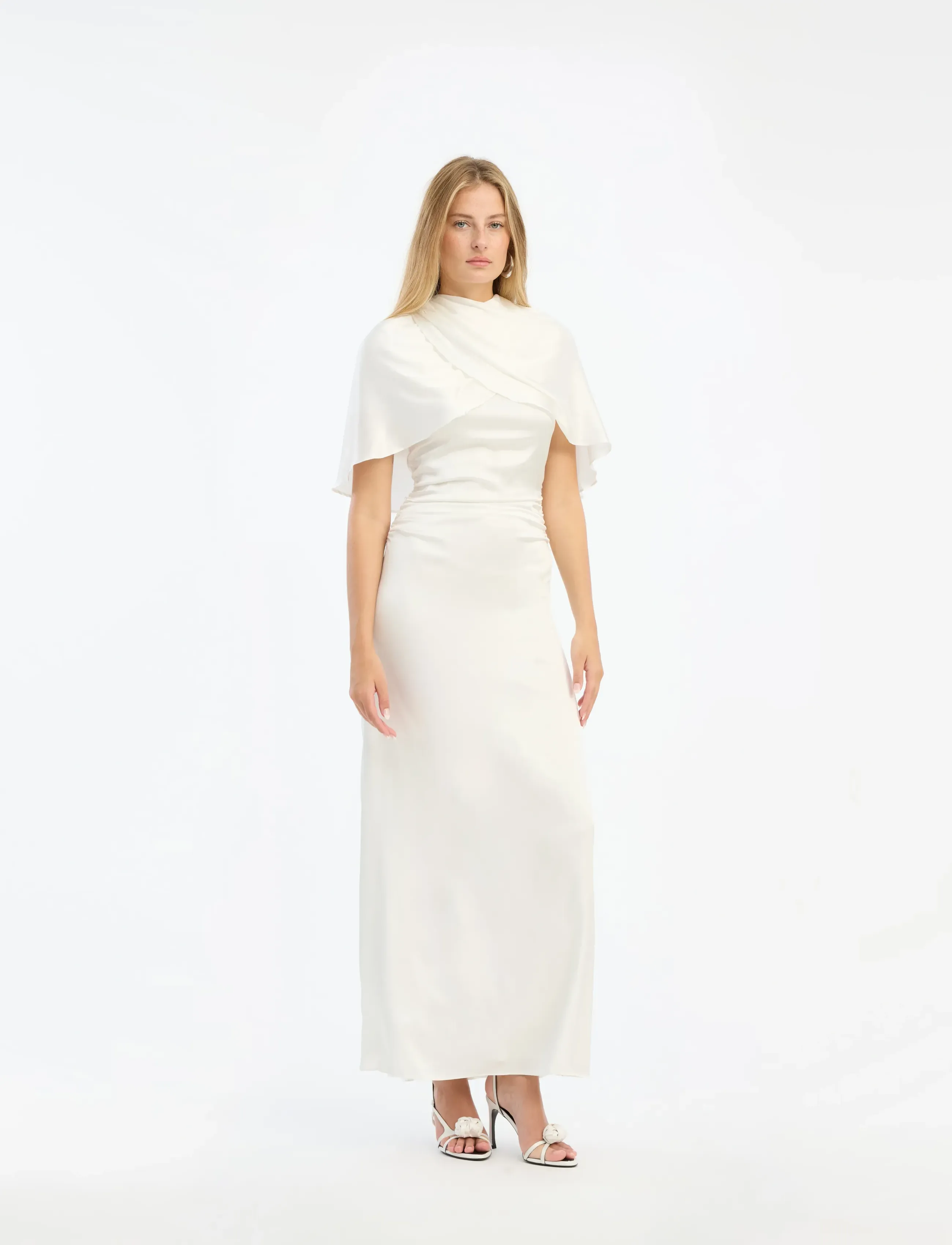 ROTATE Maxi Cape Dress, 38, White, Designere > Maxi Dress, Dame