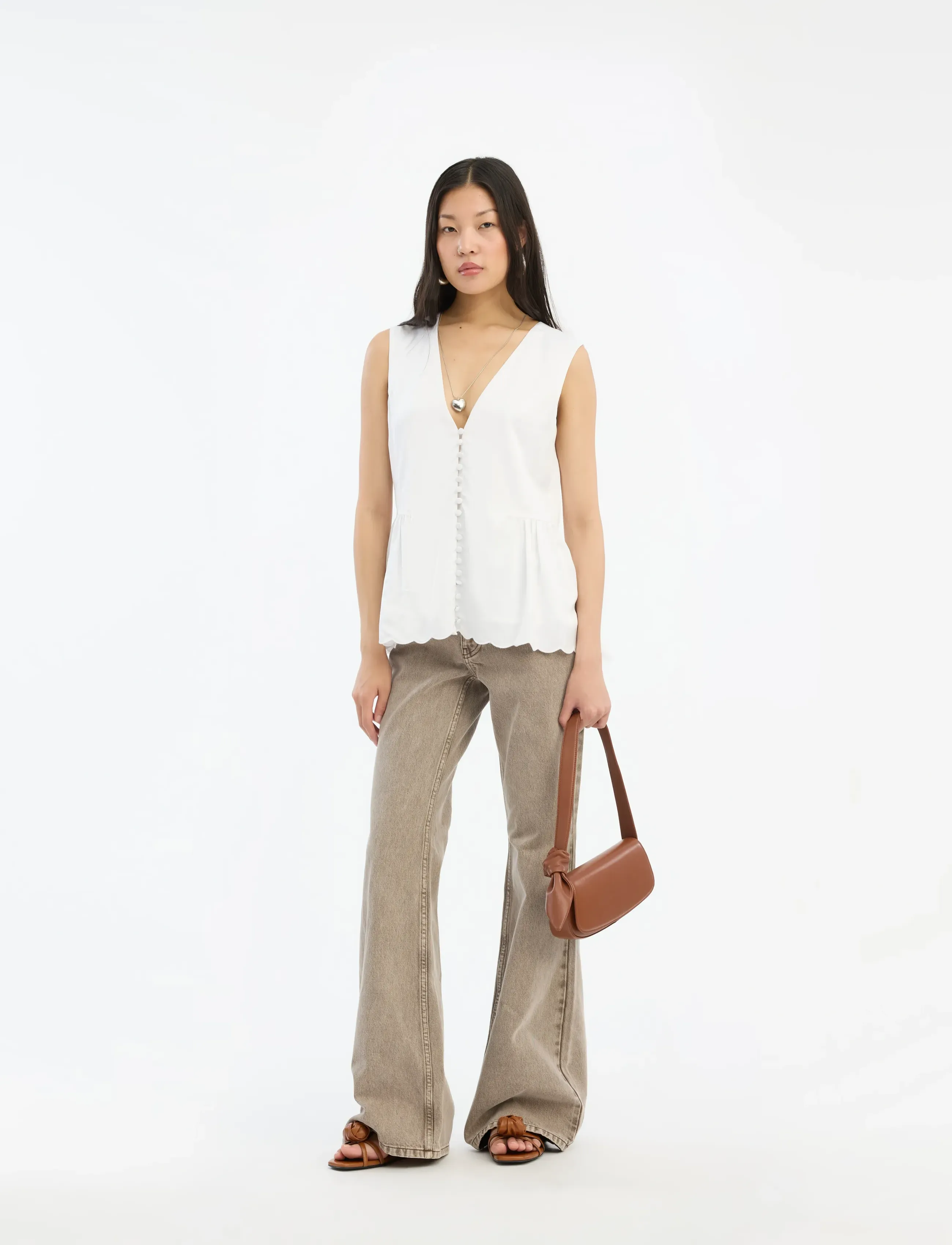 ROTATE Birger Christensen Flared highwaisted jeans - Nyheter - DRIFTWOOD / brown