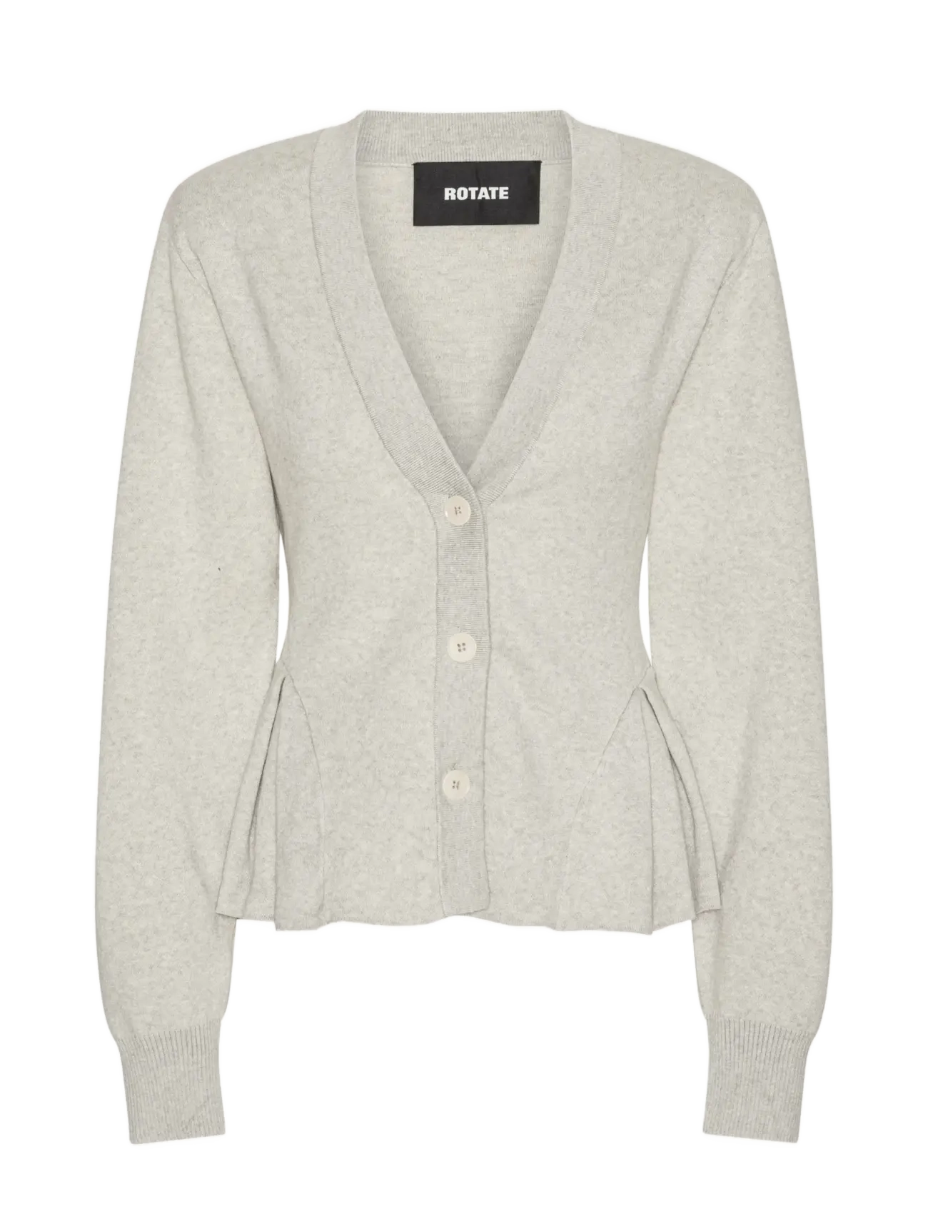 ROTATE Birger Christensen PEPLUM KNIT CARDIGAN - Uus - PUMICE STONE / grey